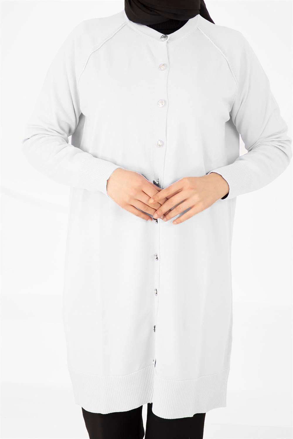 Nuss Merserize Triko Hırka Orta Boy H-300 Ekru