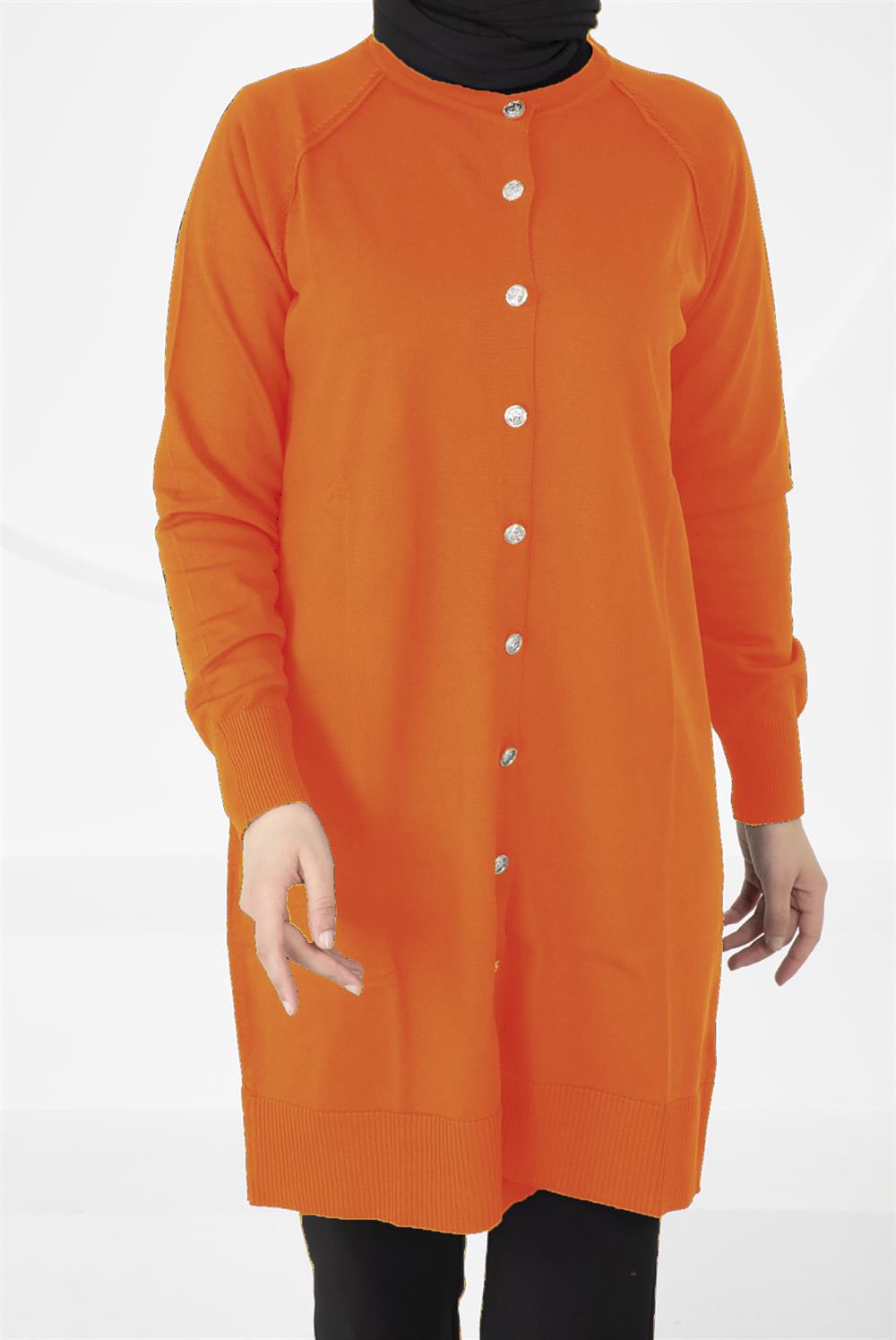 Nuss Merserize Triko Hırka Orta Boy H-300 Turuncu