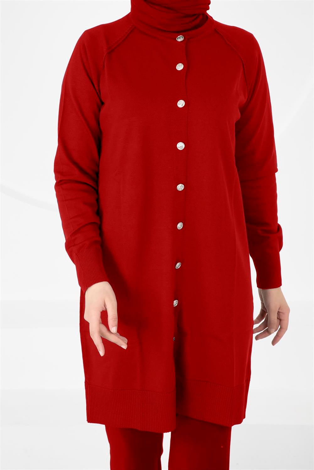 Nuss Merserize Triko Hırka Orta Boy H-300 Kırmızı