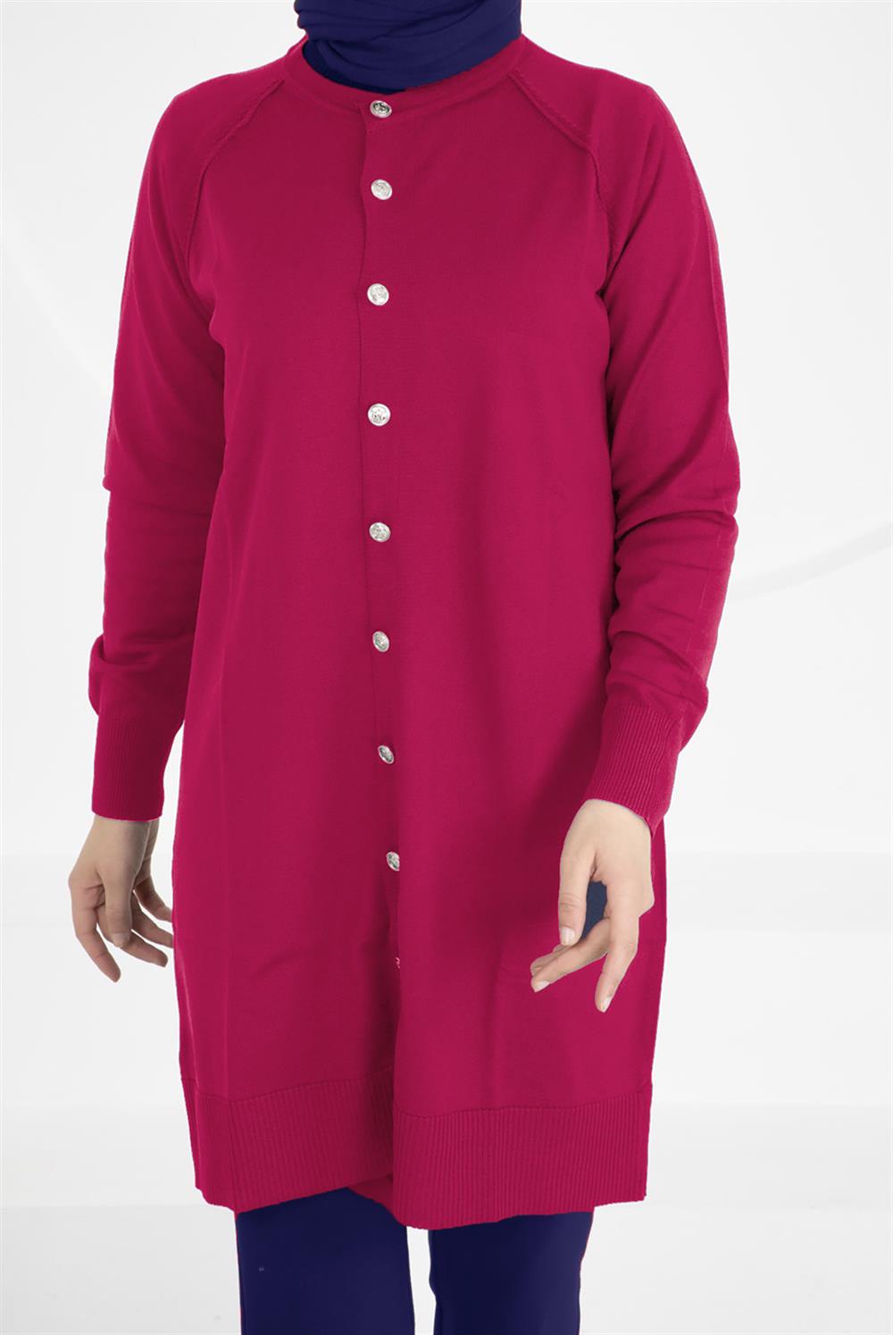 Nuss Merserize Triko Hırka Orta Boy H-300 Fuşya