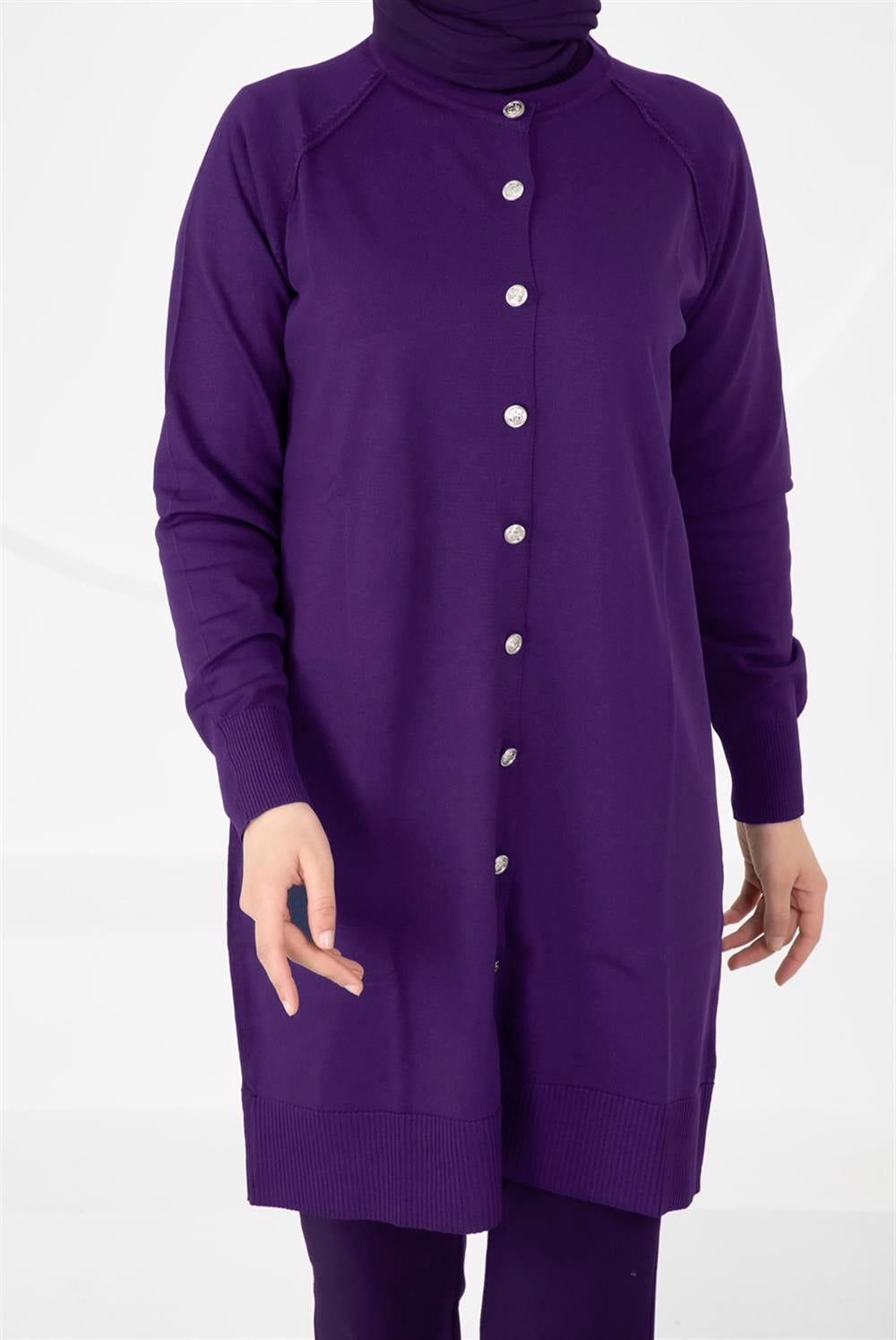 Nuss Merserize Triko Hırka Orta Boy H-300 Mor