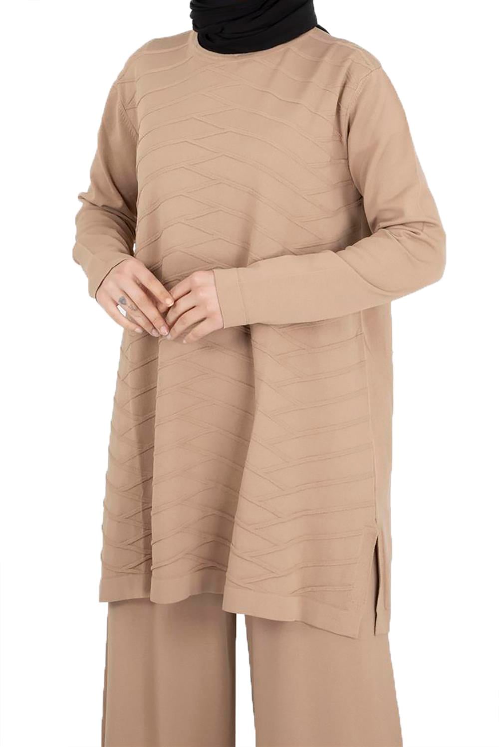 Nuss Merserize Triko Pantalonlu Takım NS-23K-704TKM Mocha