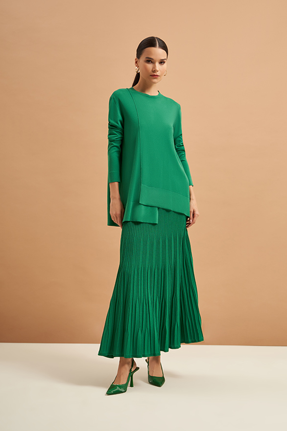 Nuss Merserize Tunik Detaylı Triko Etekli Takım NS-22Y-703TKM Benetton