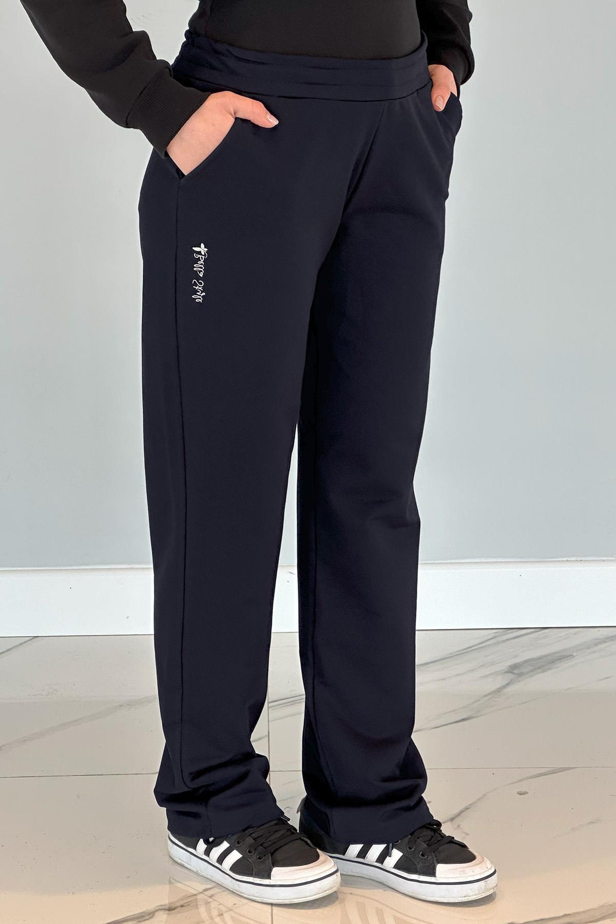 Pantalon Görünümlü Kadın Eşofman Altı 5557 Lacivert