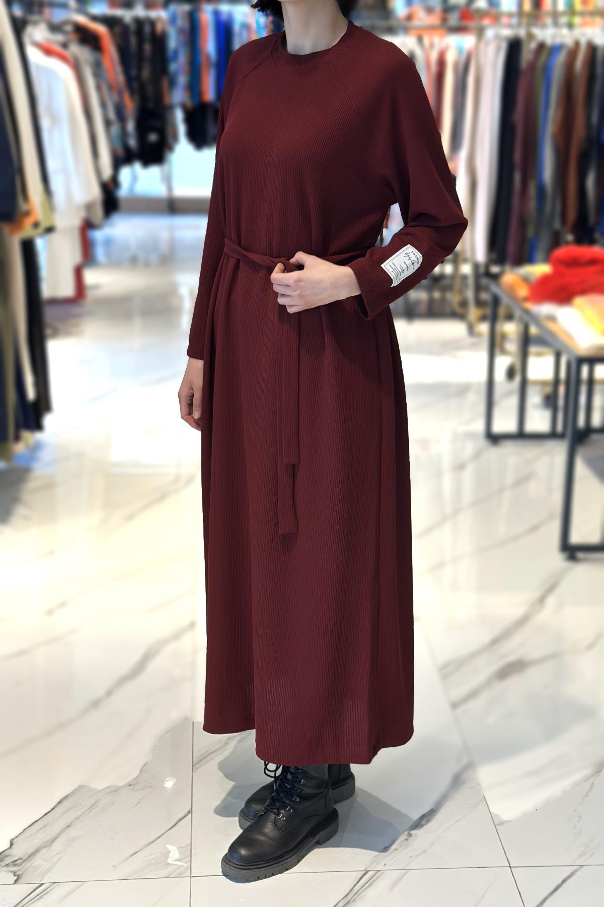 Reglan Kol Triko Elbise 12590 Bordo