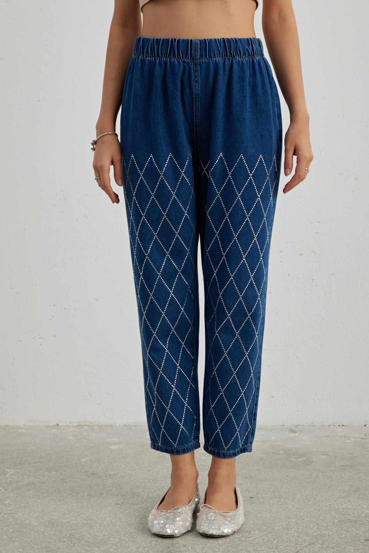 Remsa Komple Taşlı Denim Pantalon 720 Lacivert