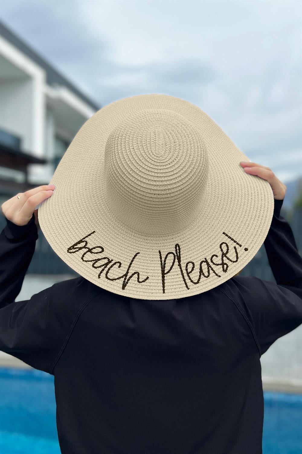Remsa Mayo Beach Please Yazılı Hasır Şapka Bej RŞ-60