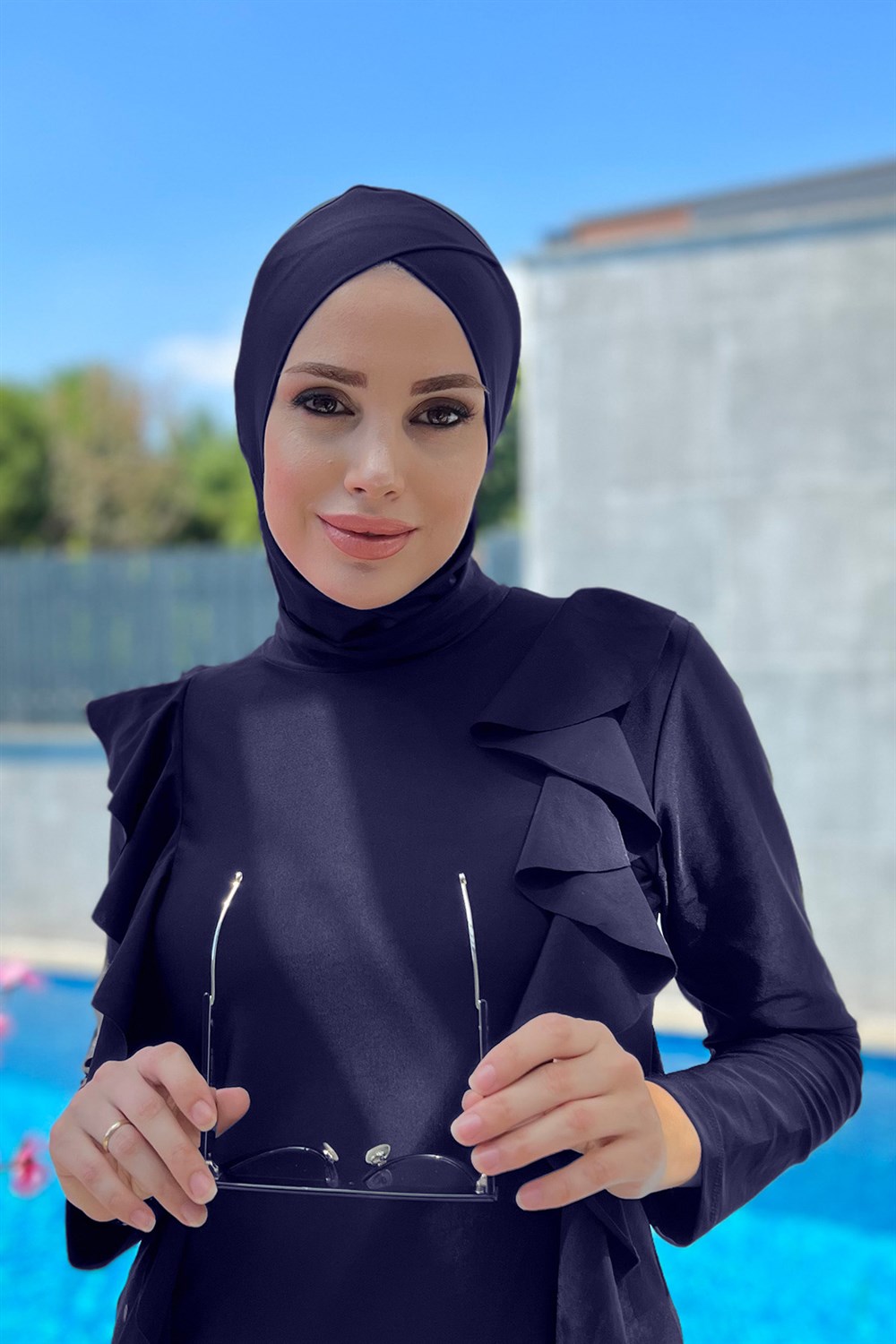 Remsa Mayo Çapraz Eşarp Yüzücü Bone R026 Koyu Lacivert