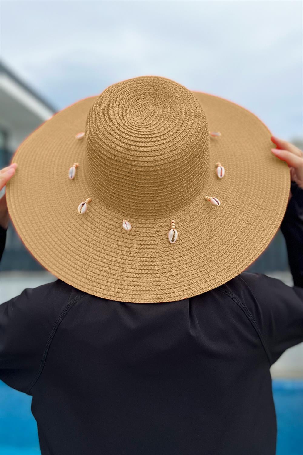 Remsa Mayo Hasır Şapka Deniz Kabuklu Camel RŞ-52