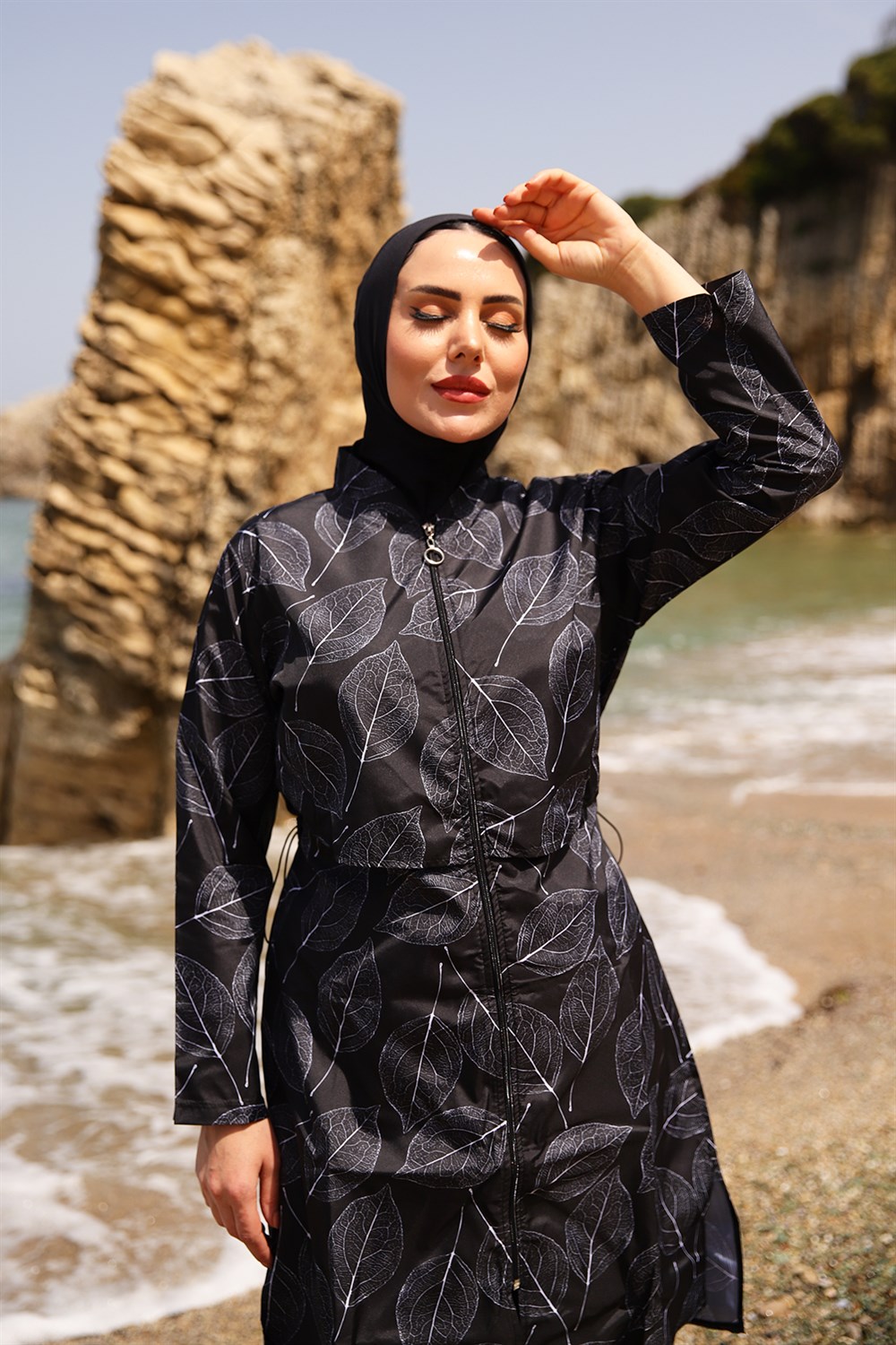 Remsa Mayo Önü Kapaklı Paraşüt Tam Kapalı Tesettür Mayo Nur