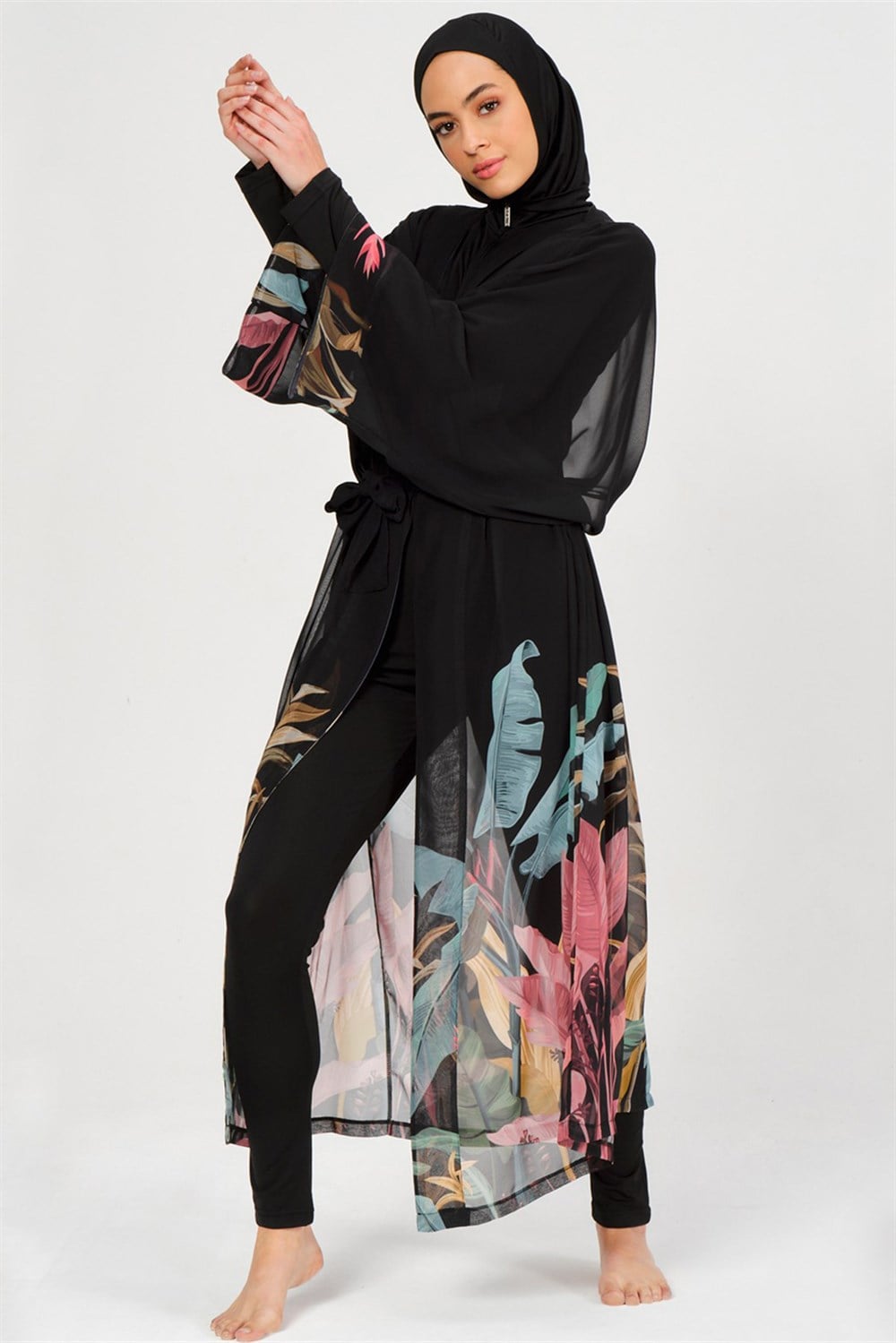 Remsa Mayo Pareo Palmiye Kaftan Siyah