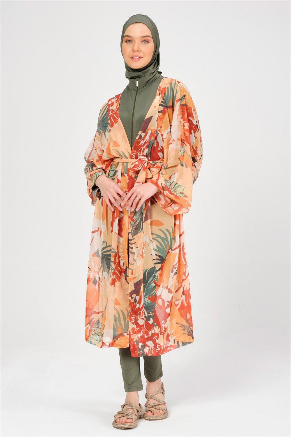 Remsa Mayo Pareo Tropical Kaftan Oranj