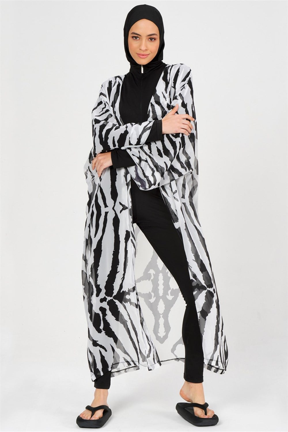 Remsa Mayo Pareo Zebra Kaftan Siyah