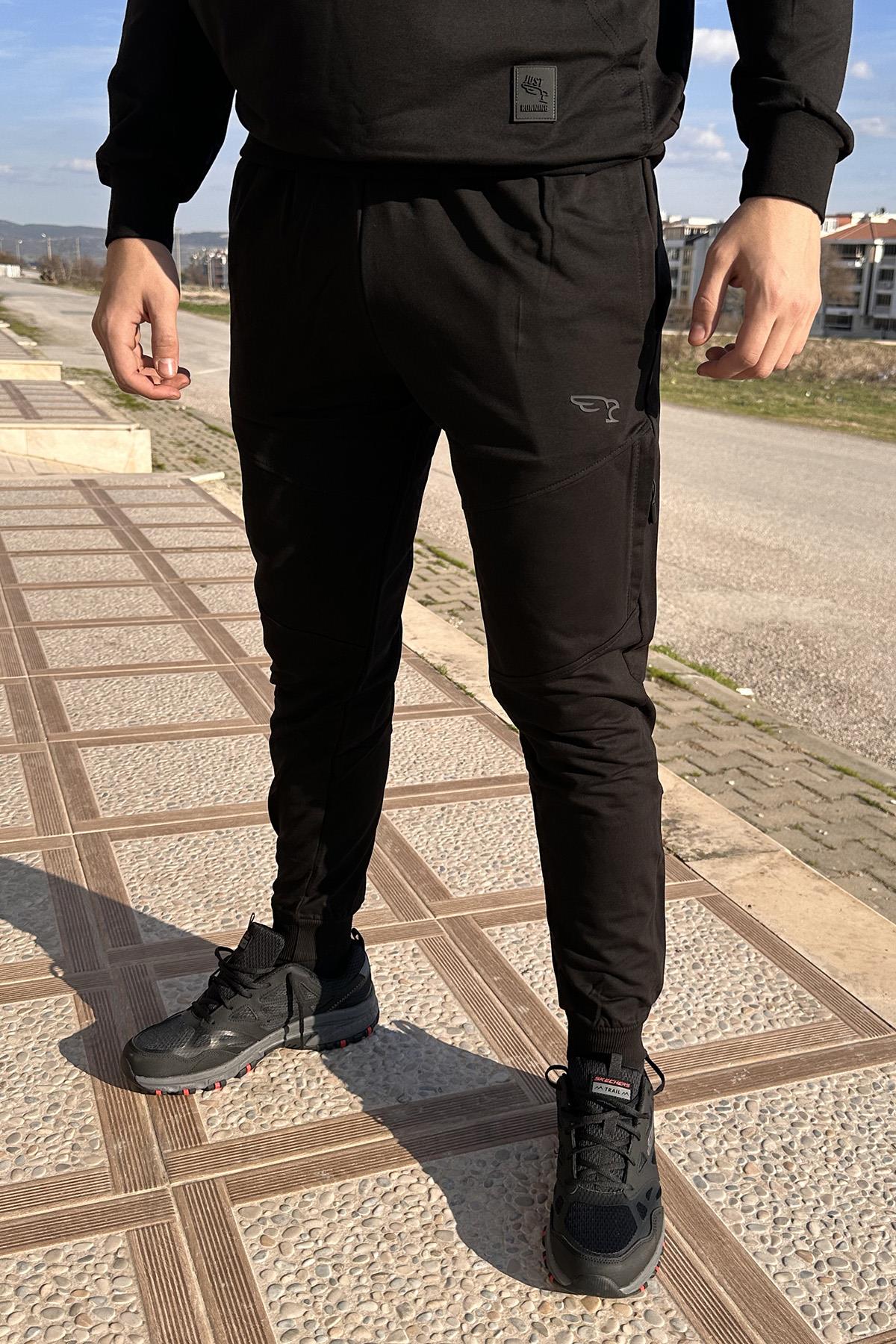 Remsa Spor Erkek Beli ve Paçası Lastikli 3 Cepli Eşofman Altı 6630 Siyah