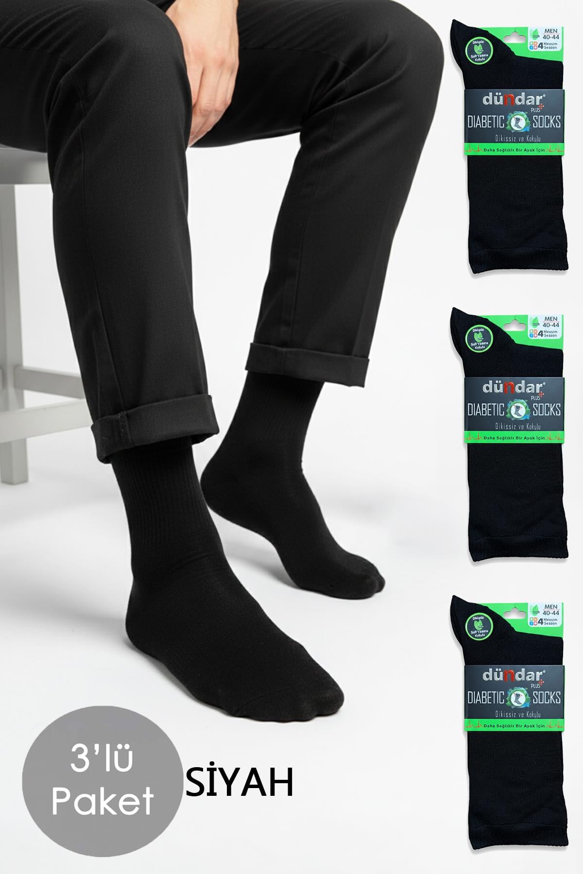 Unisex 40-44 Bambu Çorap Dündar Şeker Çorabı Dikişsiz 3'lÜ Paket 6982 Siyah