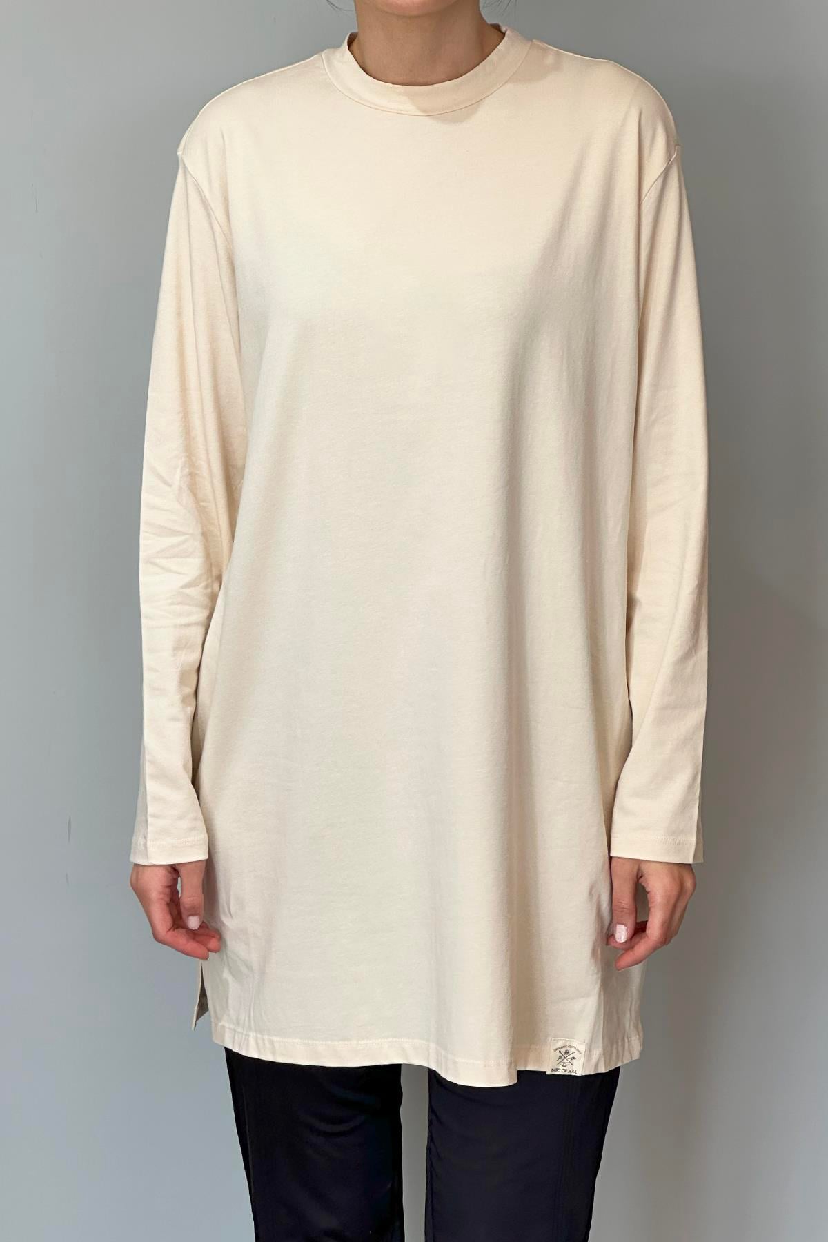 Uzun Kol Basic T-Shirt Tunik İçlik 30726 Bej
