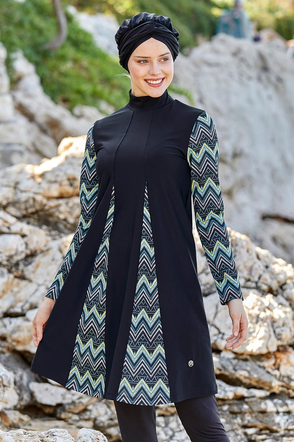  Likralı Tam Kapalı Mayo Tesettür Mayo Remsa Mayo 0520 Siyah Maresiva