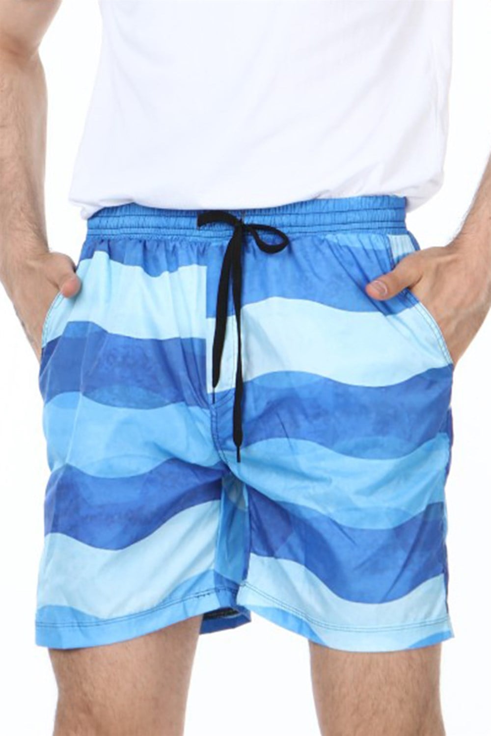 3 cepli Erkek Deniz Şortu Mavi Dalgalar ES21-501