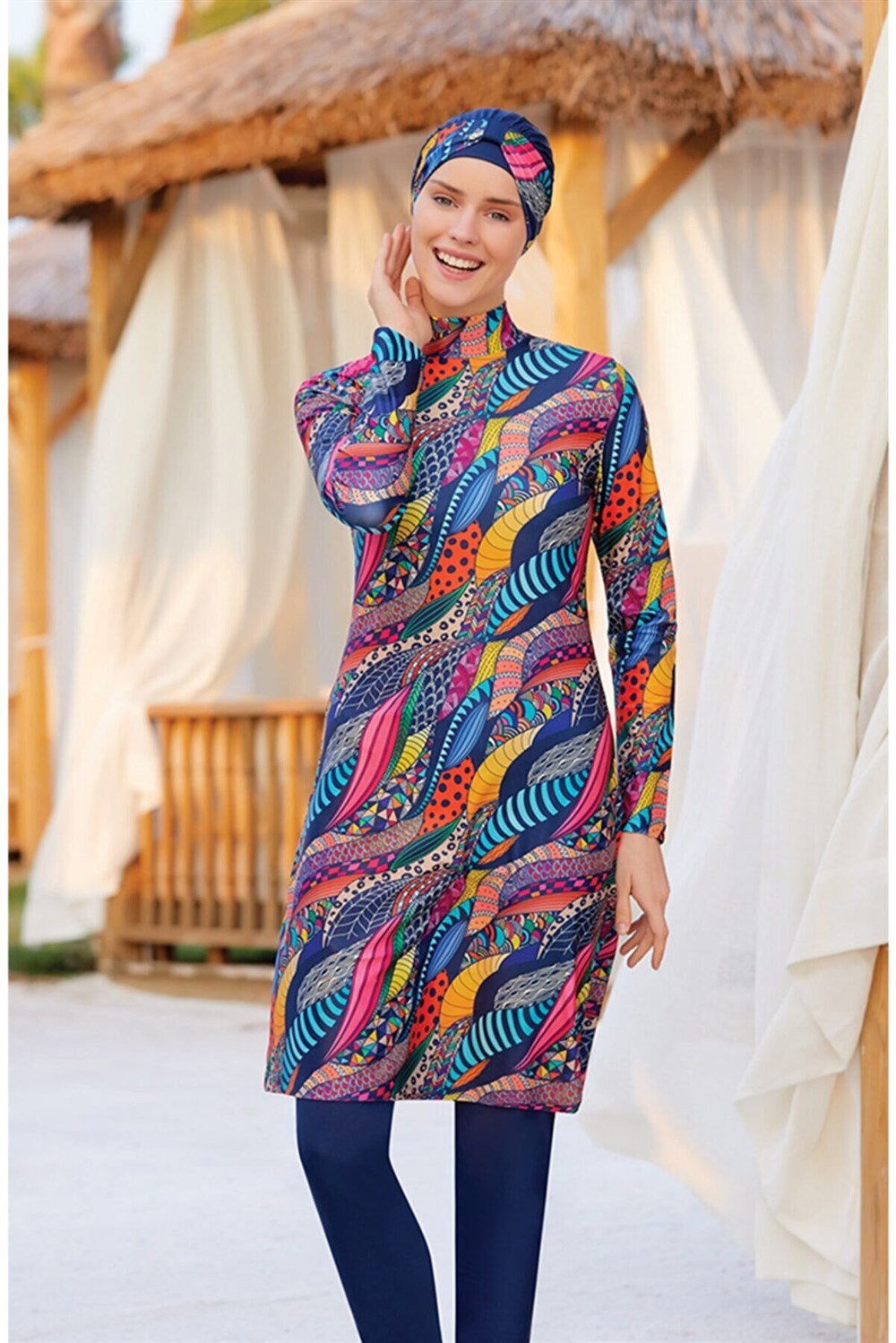 Adasea Likralı Tam Kapalı Tesettür Mayo 4223 Koyu Lacivert