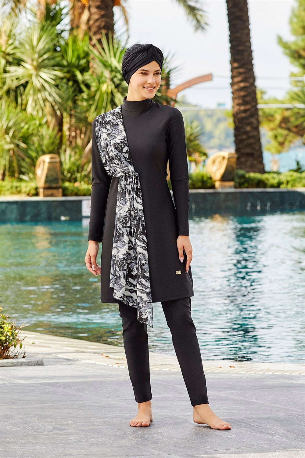 Adasea Likralı Tam Kapalı Tesettür Mayo 4264 Siyah