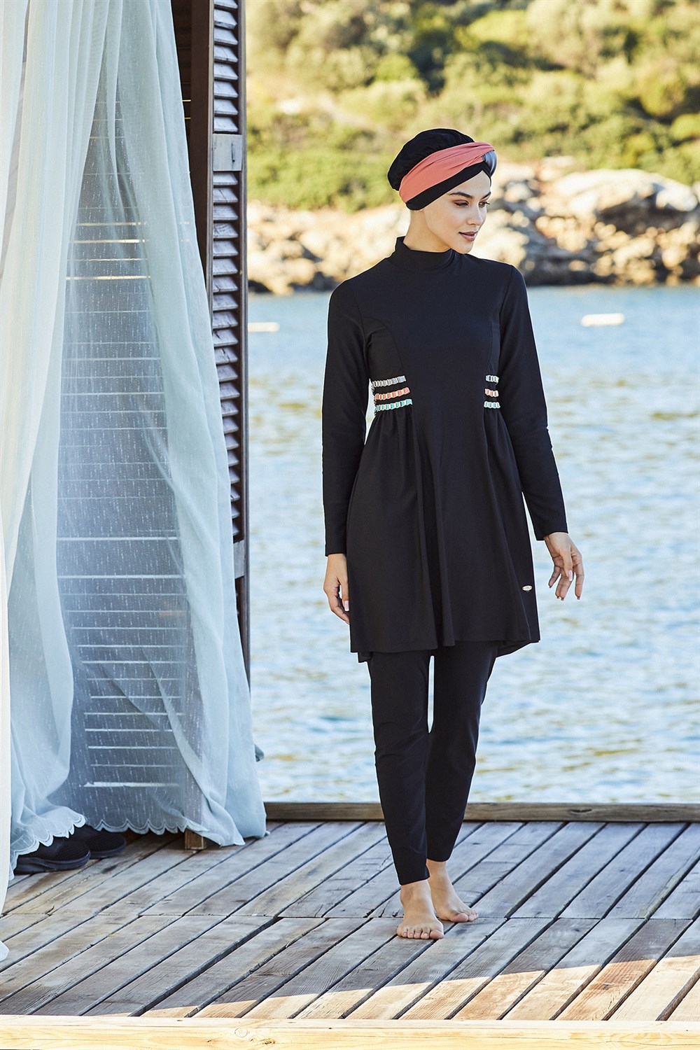 Adasea Likralı Tam Kapalı Tesettür Mayo 4249 Siyah