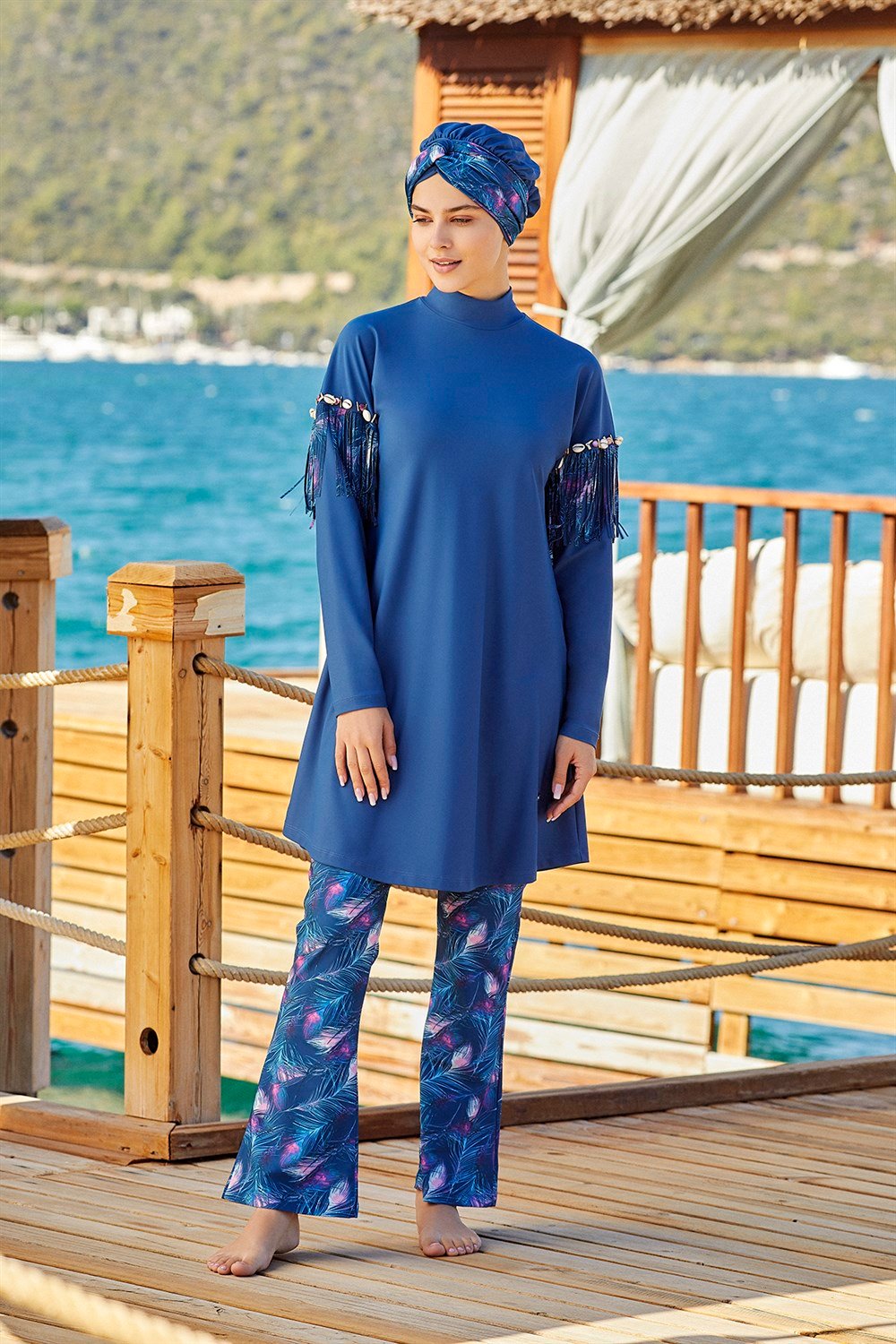 Adasea Likralı Tam Kapalı Tesettür Mayo 4255 Açık Lacivert