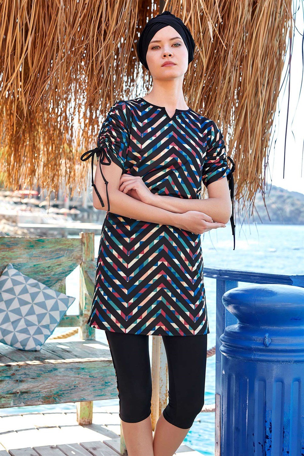 Adasea Likralı Yarı Kapalı Kısa Kollu 3410