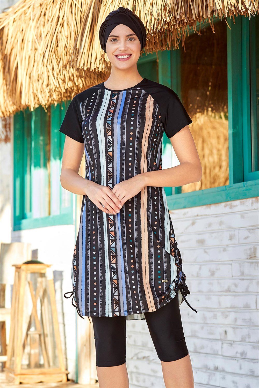 Adasea Likralı Yarı Kapalı Kısa Kollu 3409