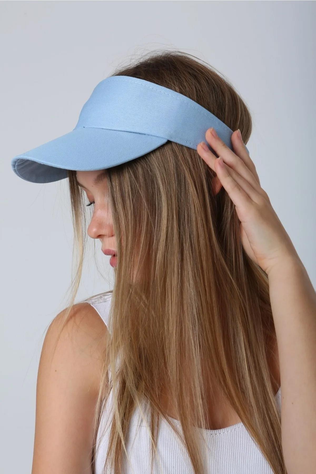 Ayarlanabilir Vizör Tenisçi Golf Şapka Güneş Koruyucu Siperlik RŞ-109 Bebe Mavi