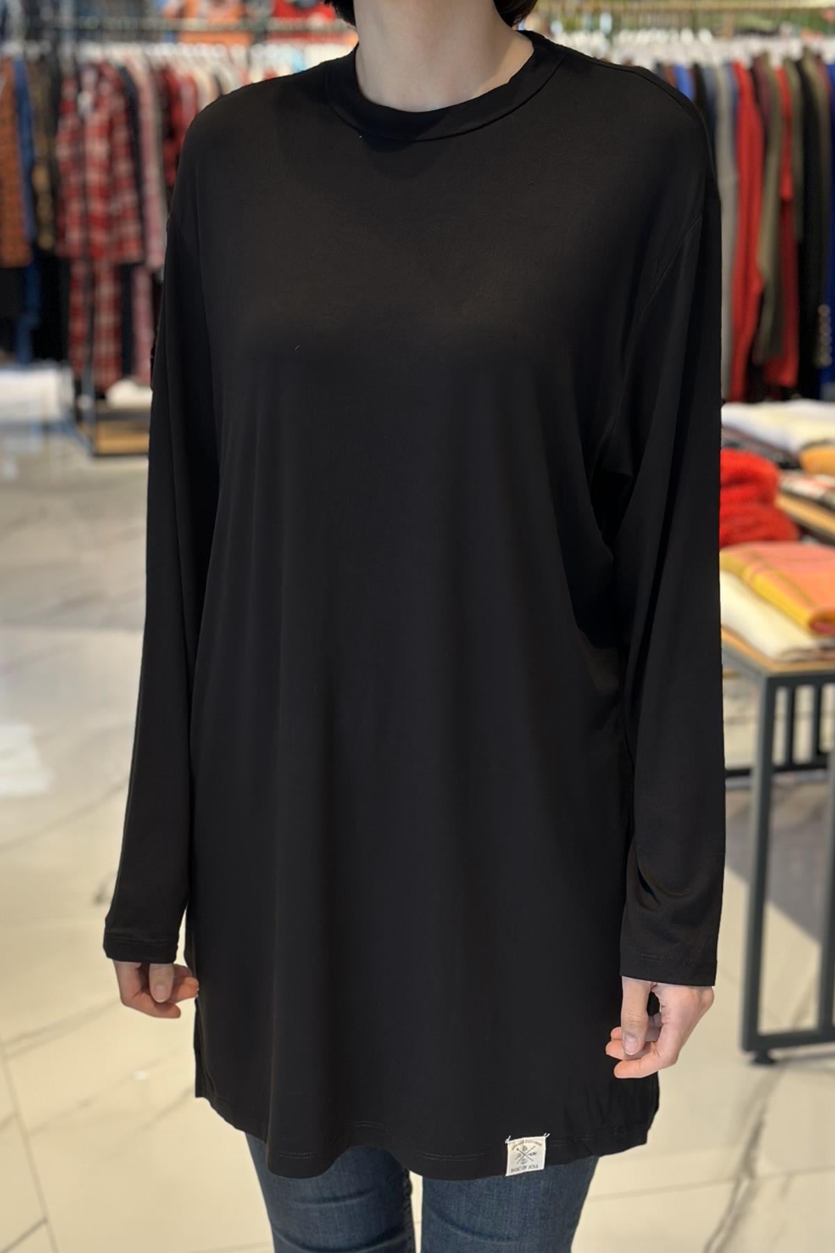 Basic T-Shirt Tunik 30726 Koyu Siyah