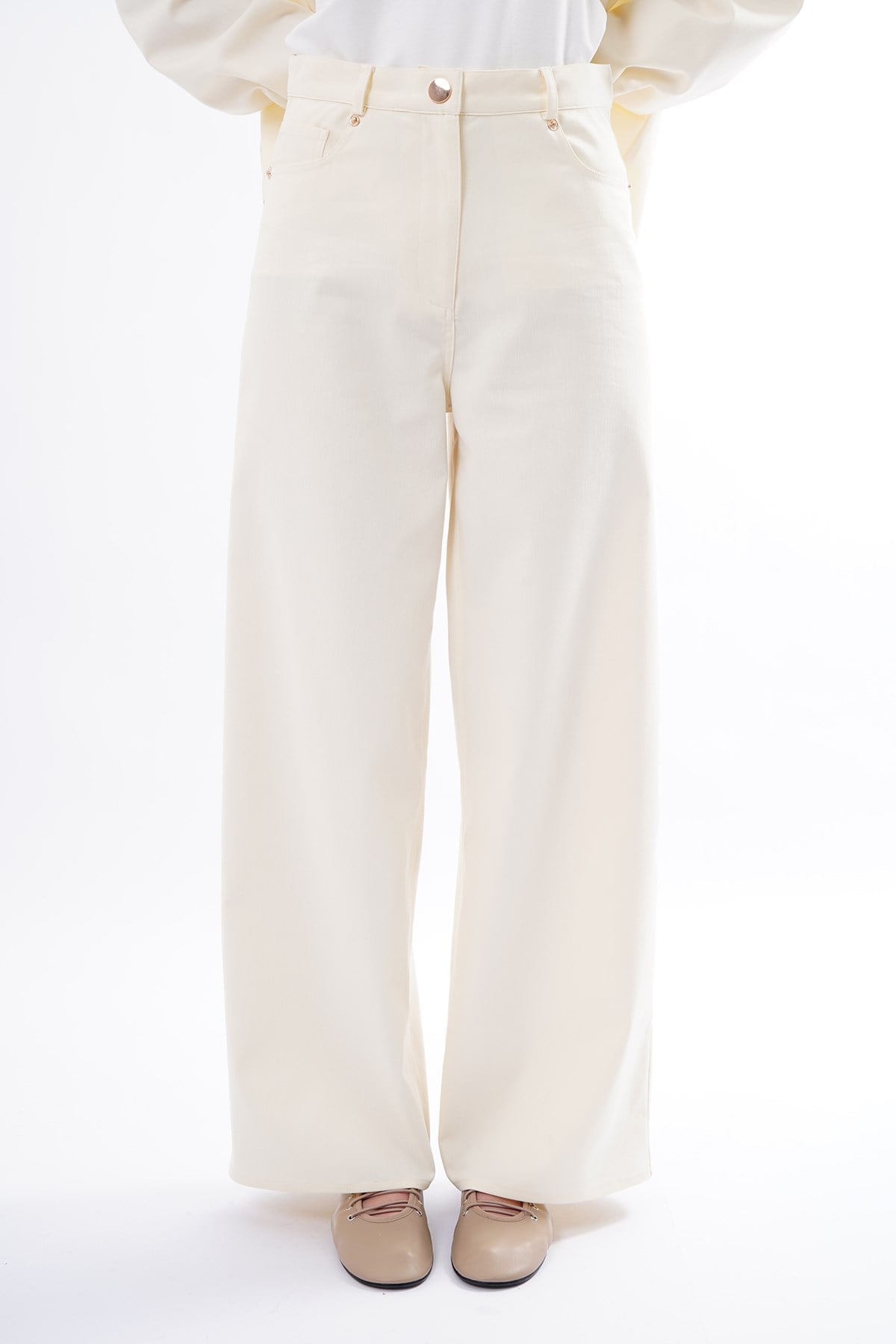 Bol Paça Denim Pantolon 350 Ekru