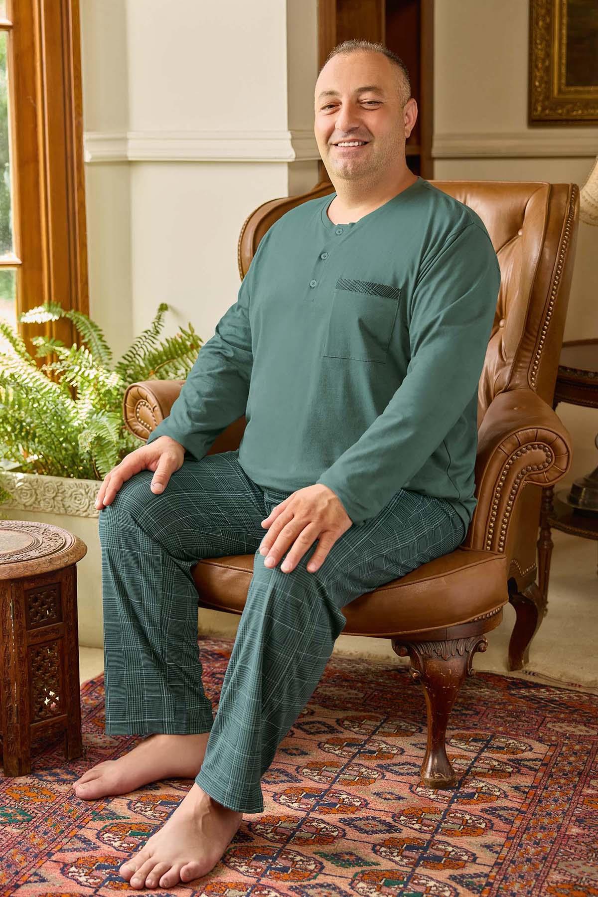 Büyük Beden Erkek Aydoğan Suprem Pijama Takımı 240809 Yeşil