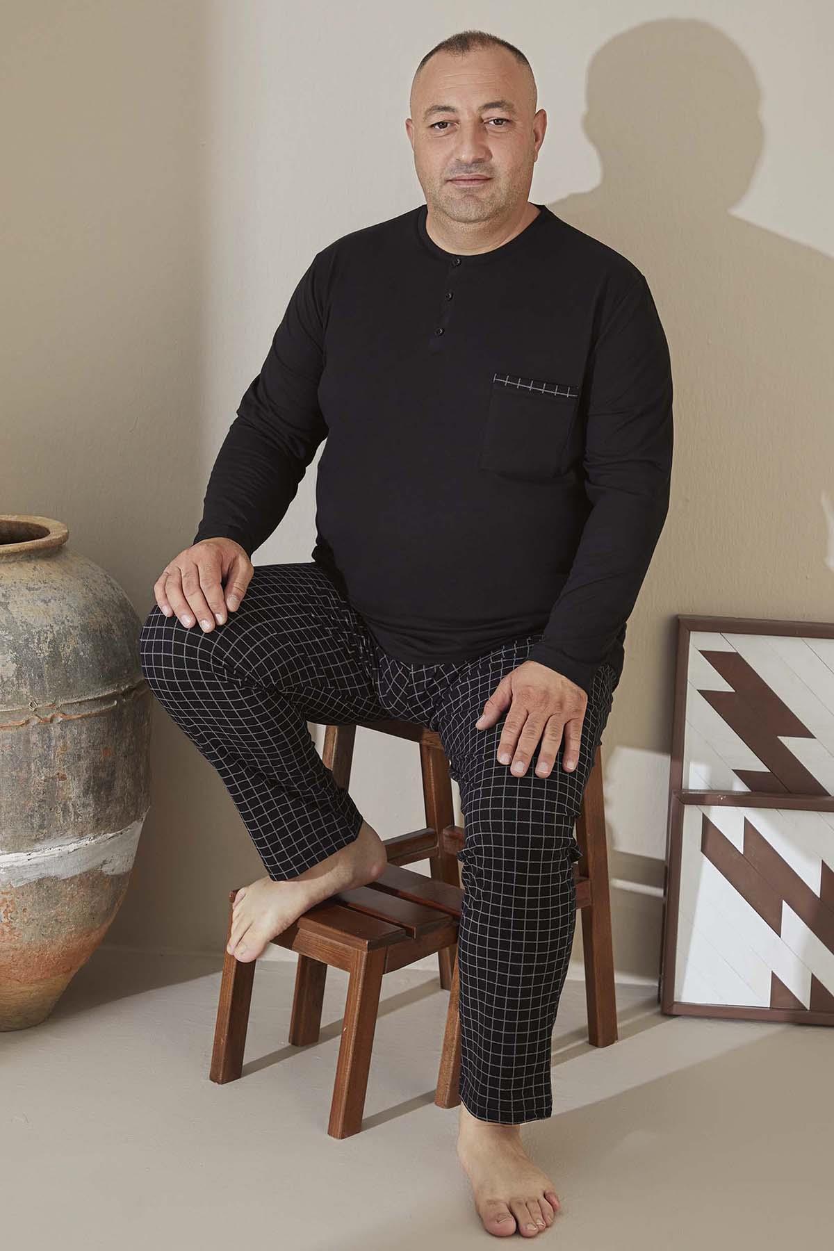 Büyük Beden Erkek Aydoğan Suprem Pijama Takımı 3013 Siyah