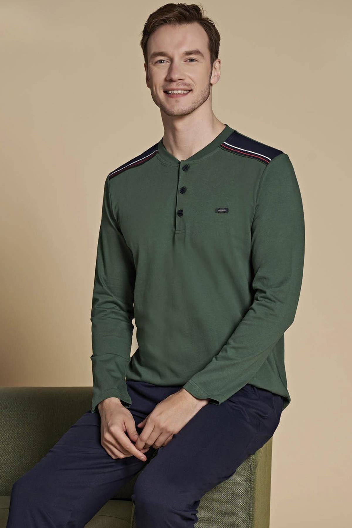 Büyük Beden Erkek Pijama Takımı 1521 Yeşil