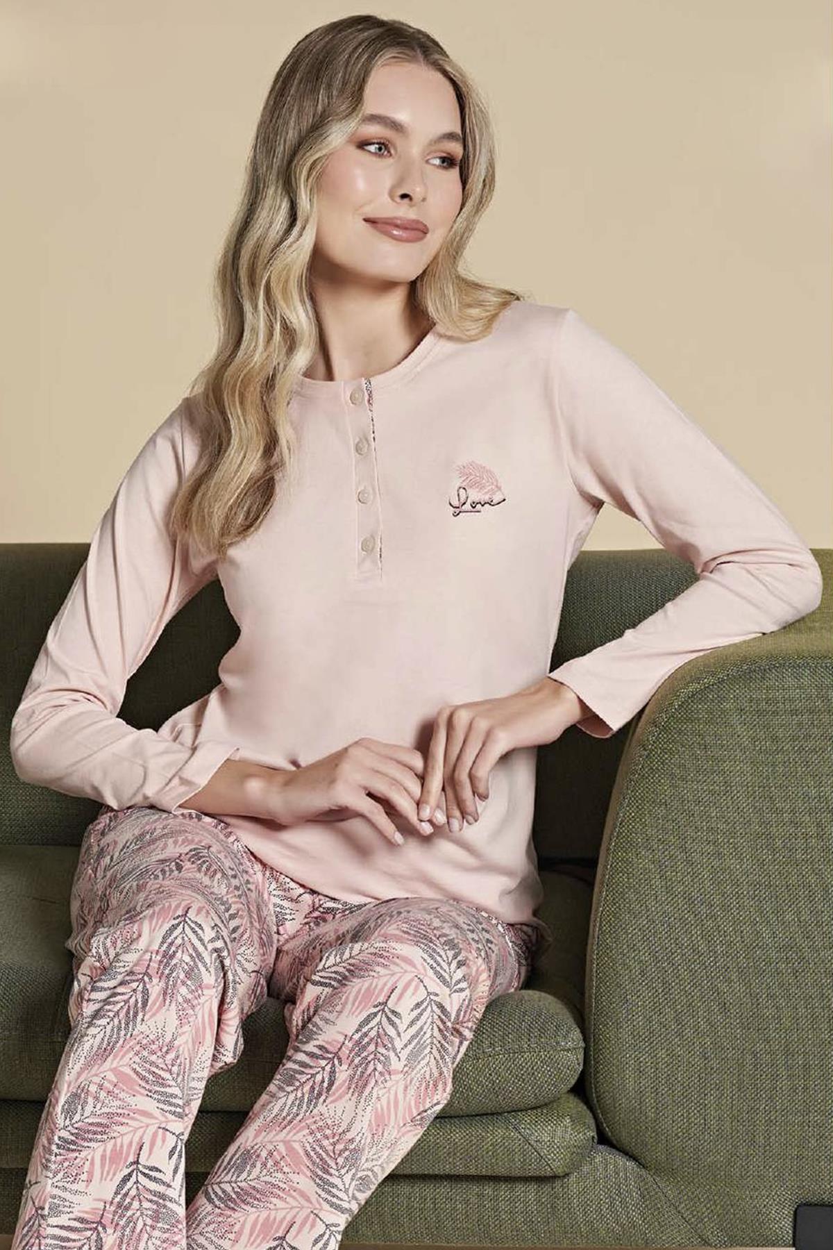 Büyük Beden Kadın Pijama Takımı 1413 Pudra