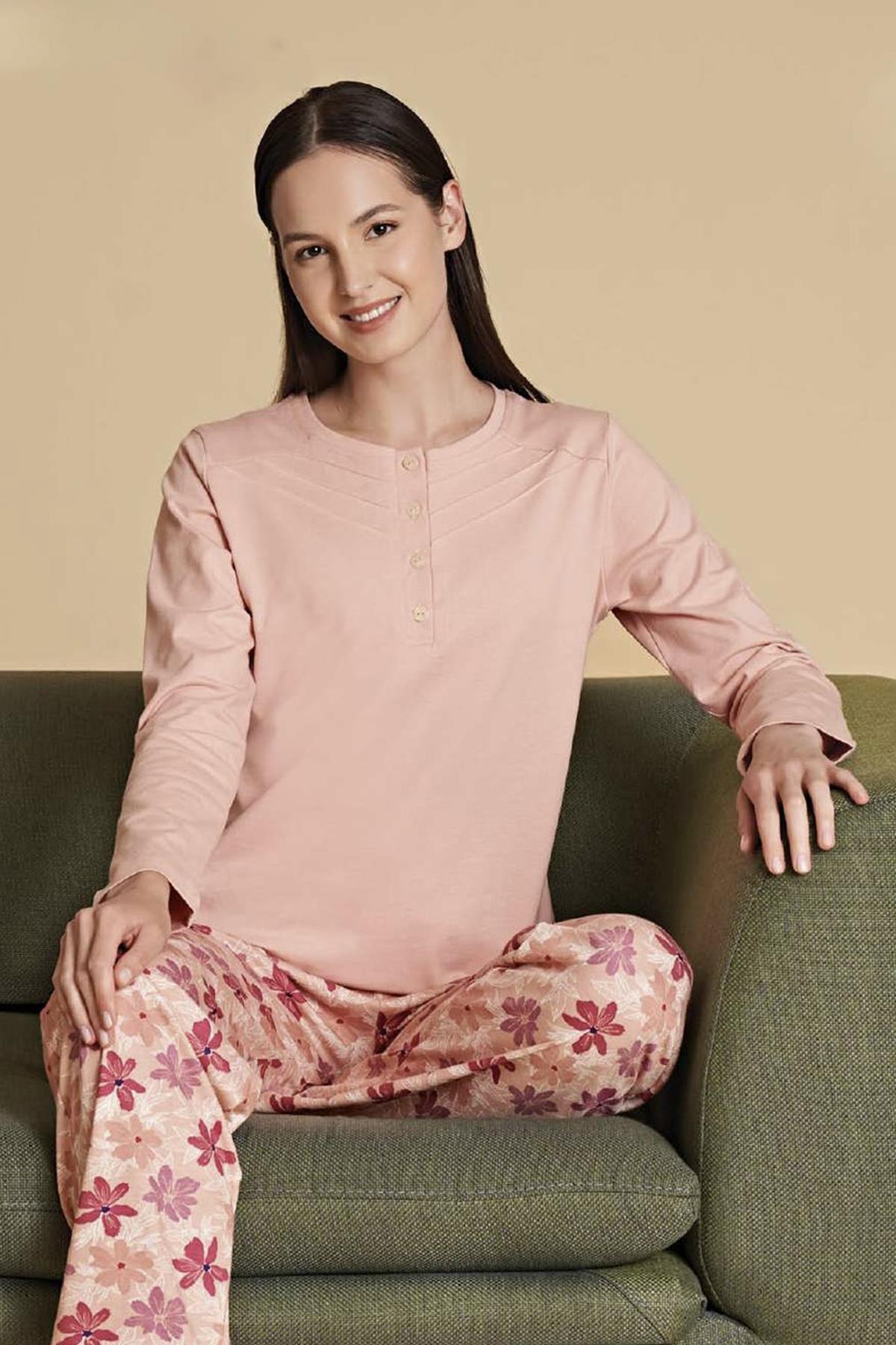 Büyük Beden Kadın Pijama Takımı 1447 Pudra