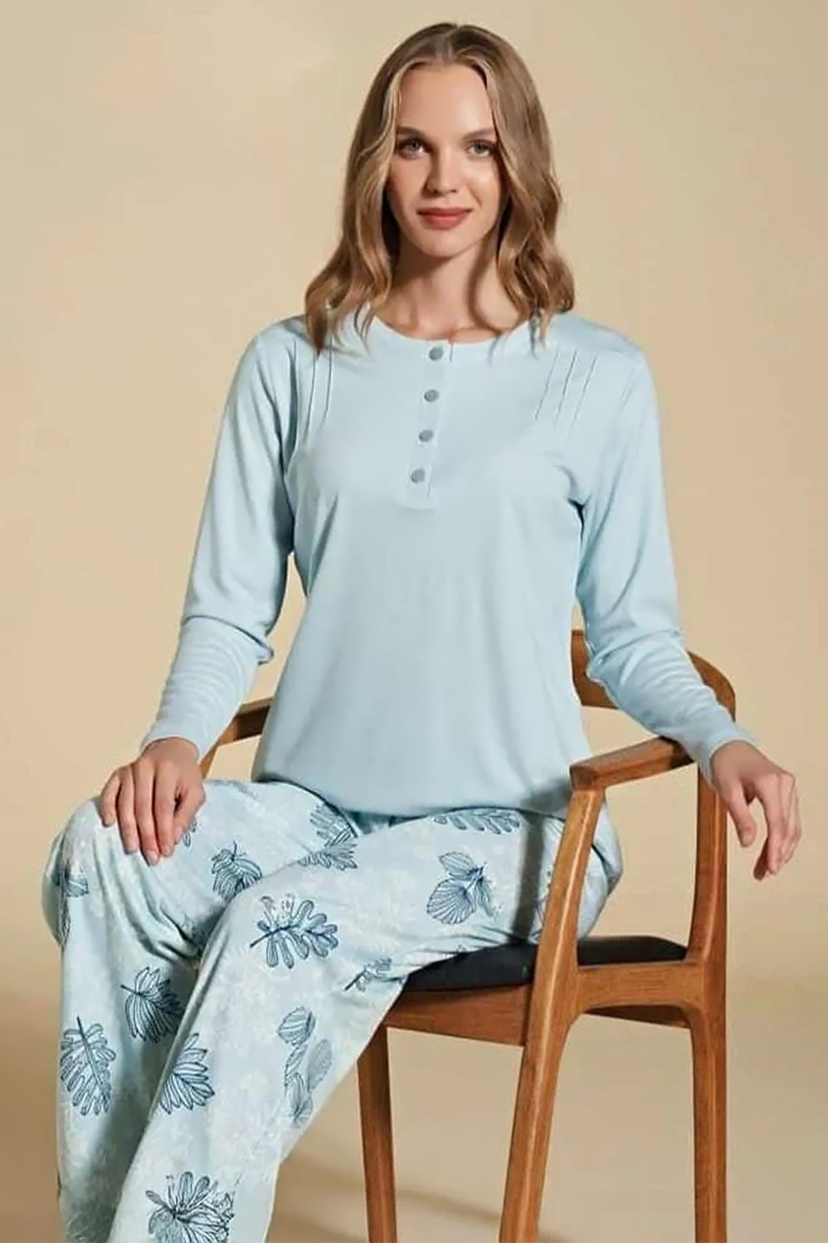 Büyük Beden Kadın Pijama Takımı 1466 Mint