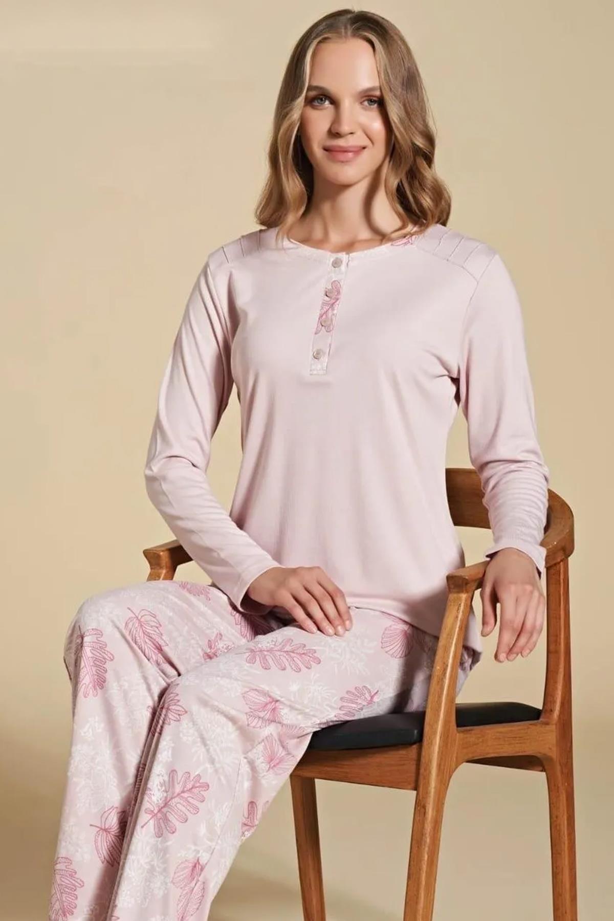 Büyük Beden Kadın Pijama Takımı 1468 Pudra