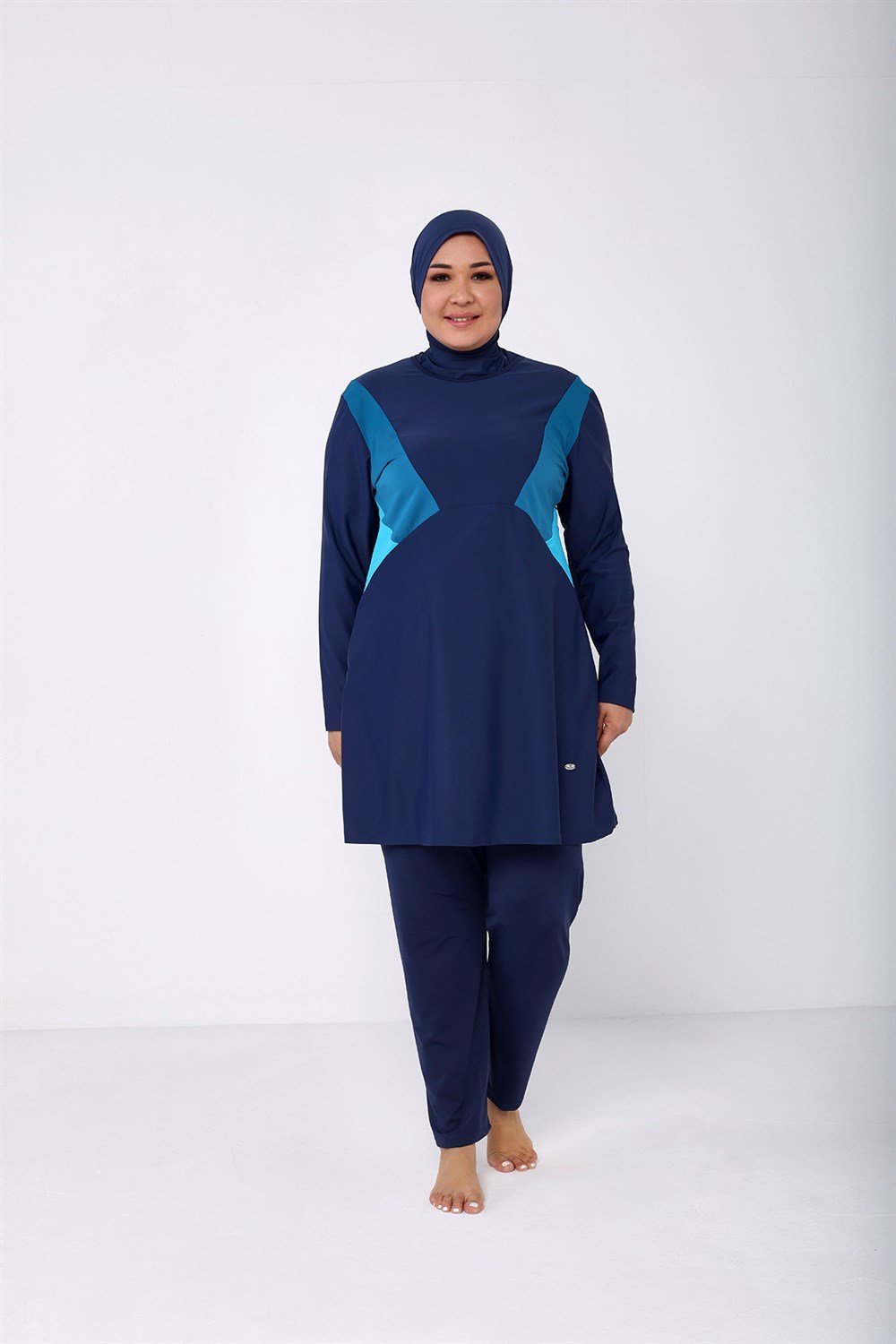 Büyük Beden Likralı Tam Kapalı Tesettür Mayo 2503 Koyu Lacivert Remsa Mayo