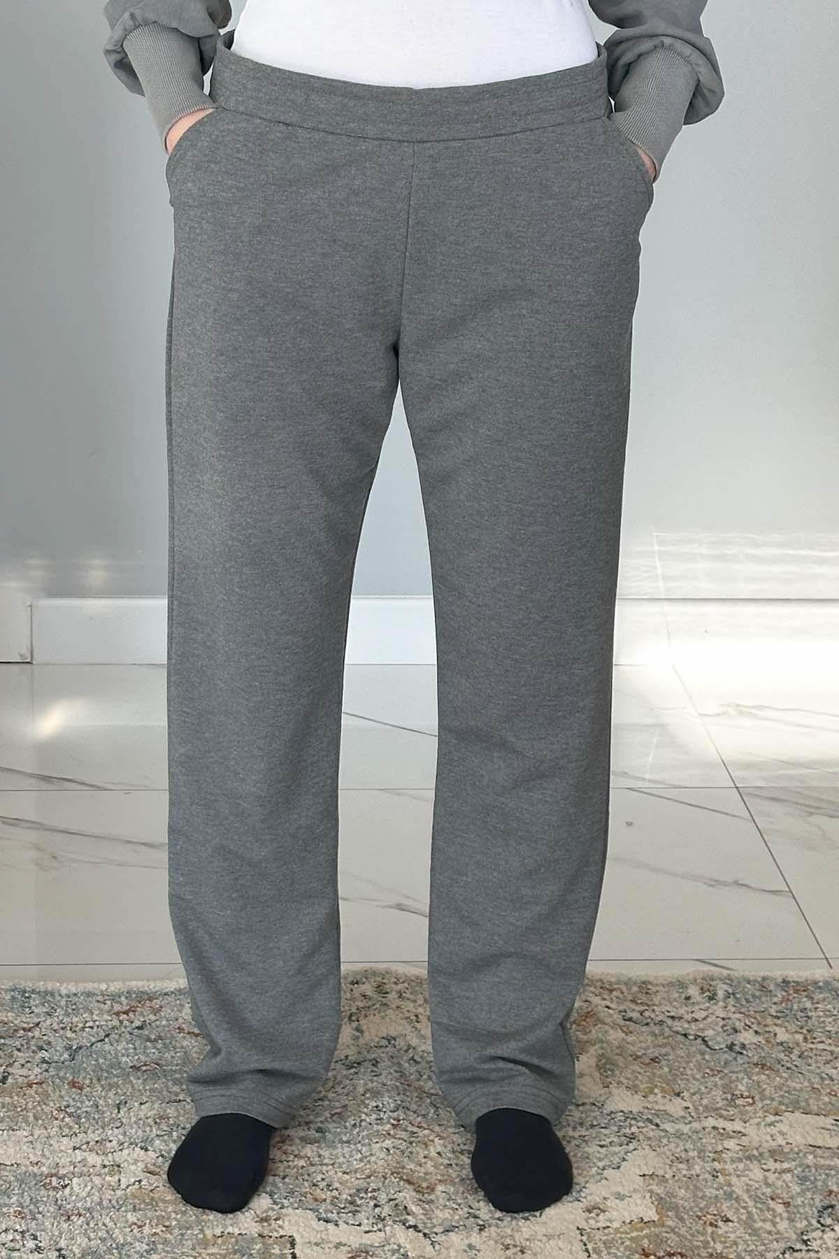 Büyük Beden Pantalon Görünümlü Kadın Eşofman Altı 5570 Antrasit