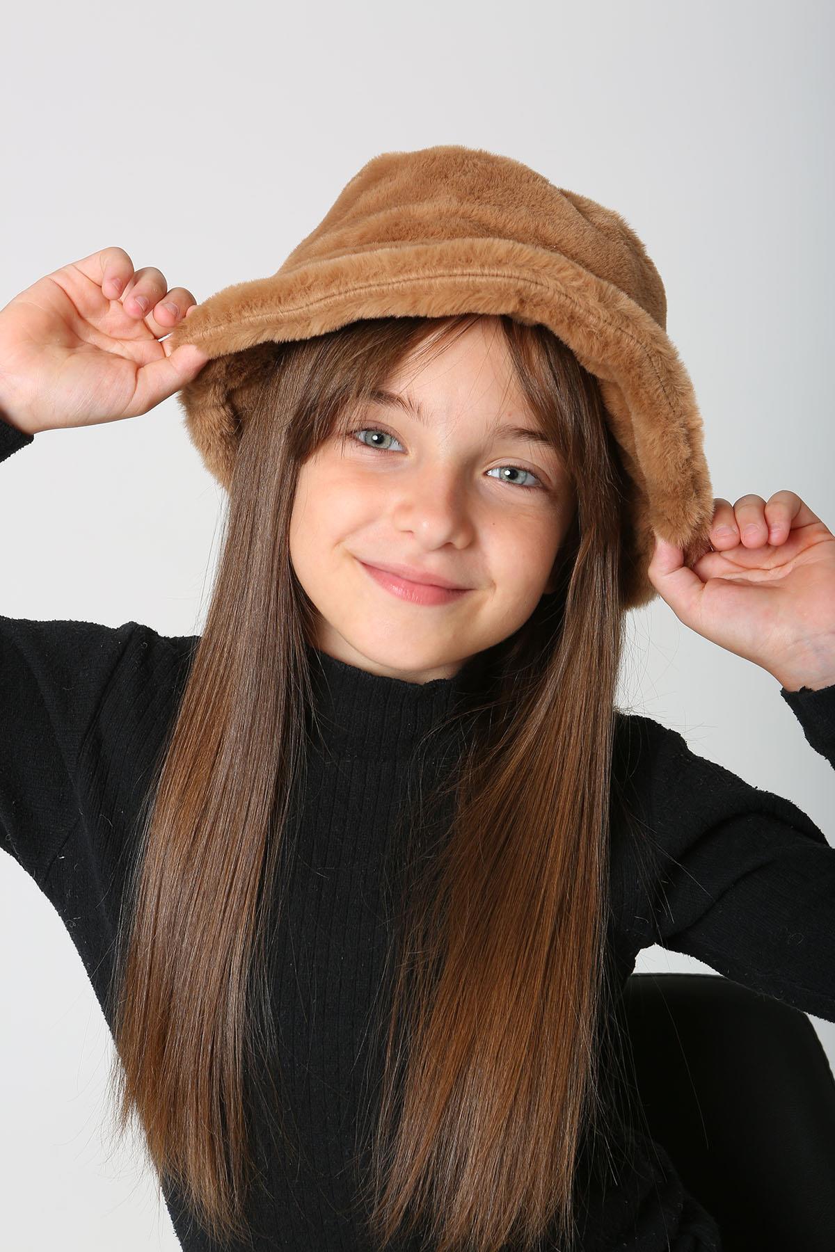 Çocuk Peluş Bucket Şapka RKŞ-Ç-01 Camel