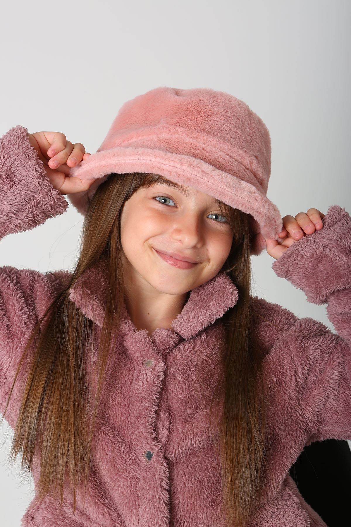 Çocuk Peluş Bucket Şapka RKŞ-Ç-01 Pembe