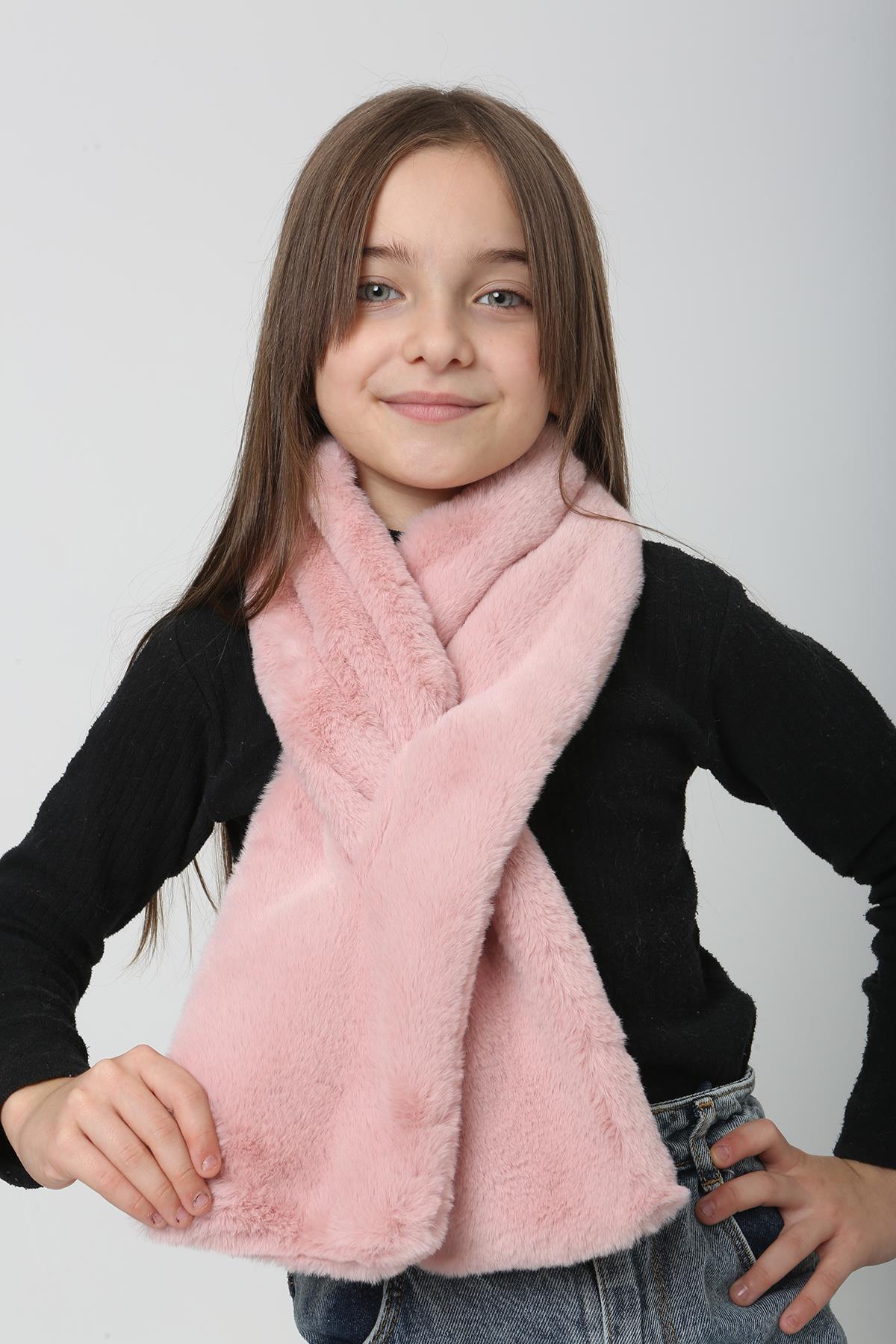 Çocuk Peluş Kaşkol Boyunluk Atkı RKB-Ç-01 Pembe