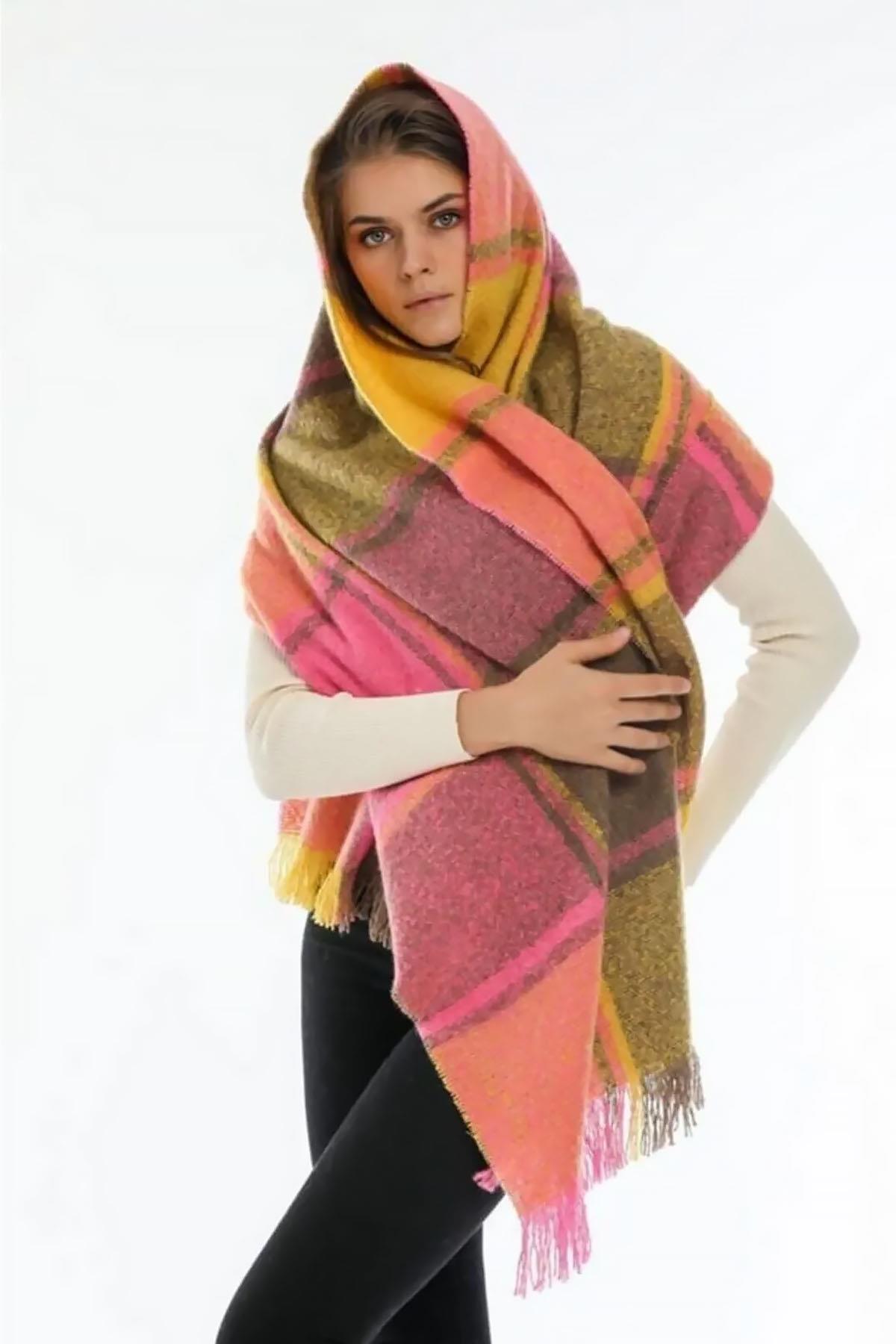 Çok Renkli Buklet Atkı Şal 67x197 cm 1289 Sarı
