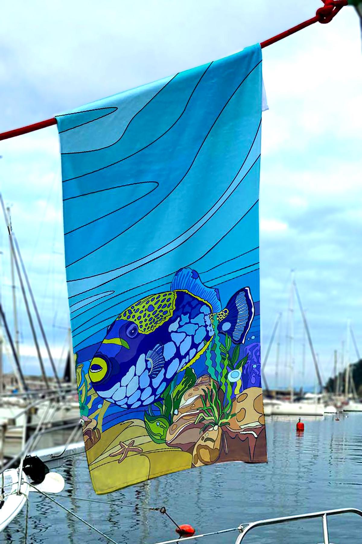 Desenli Deniz Havuz Plaj Havlusu 089