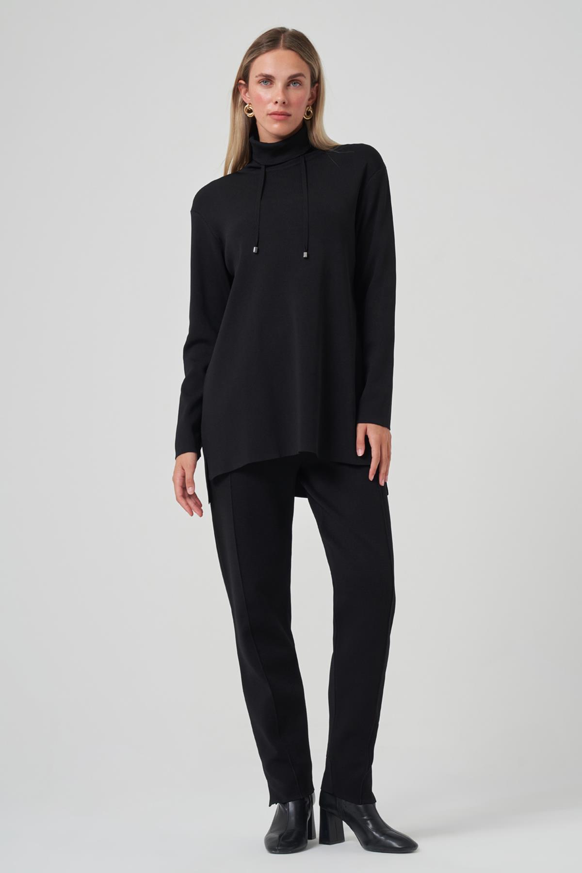 Dik Yaka Sweat Pantolon Triko Takım 1353 Siyah