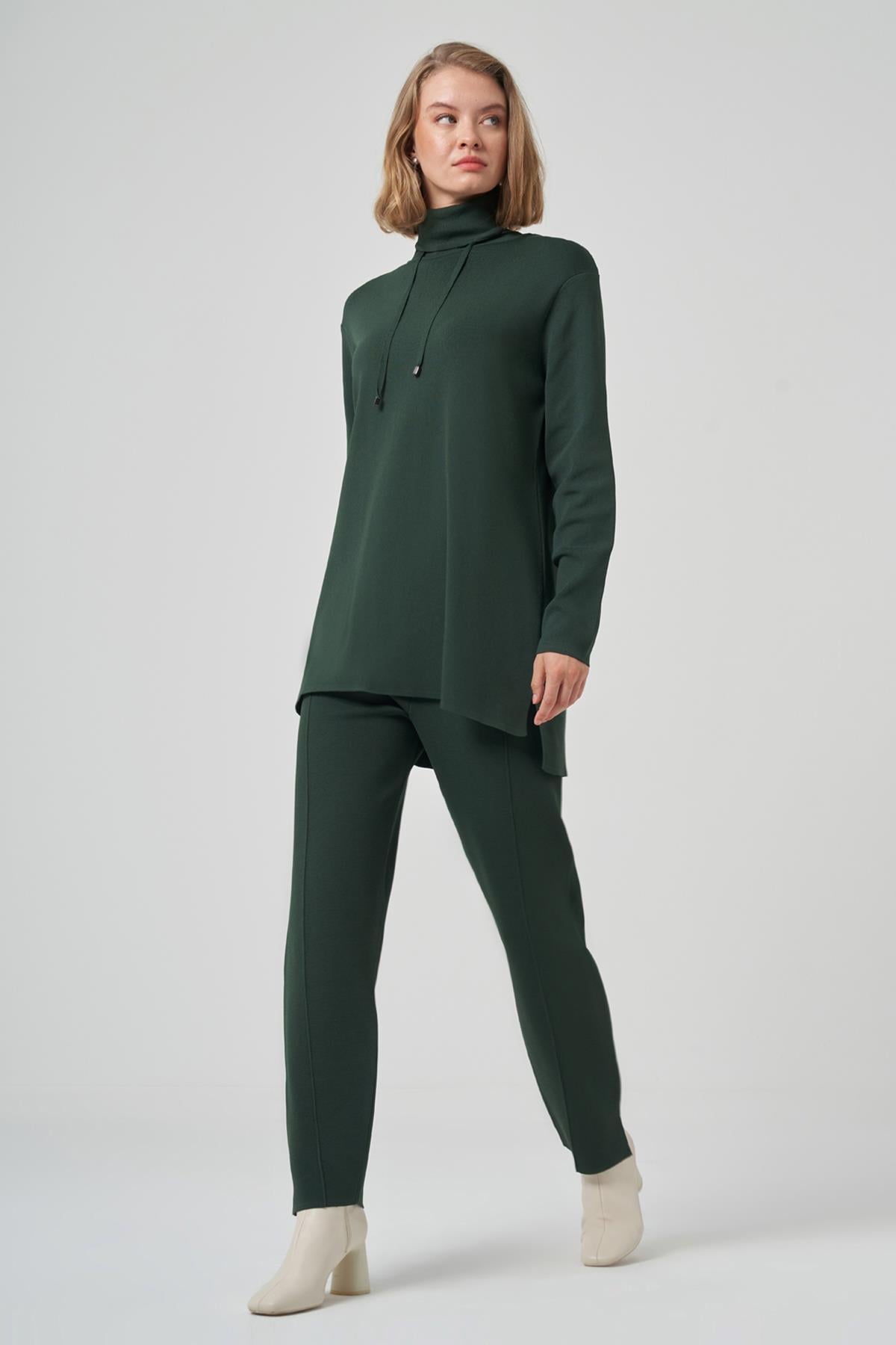 Dik Yaka Sweat Pantolon Triko Takım 1353 Zümrüt Yeşil
