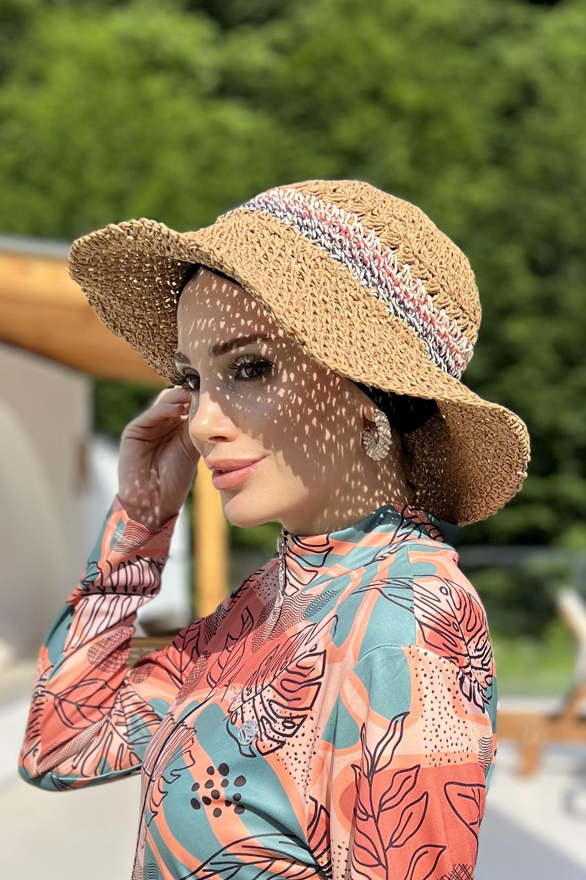 El Örgü Hasır Şapka RŞ-85 Camel