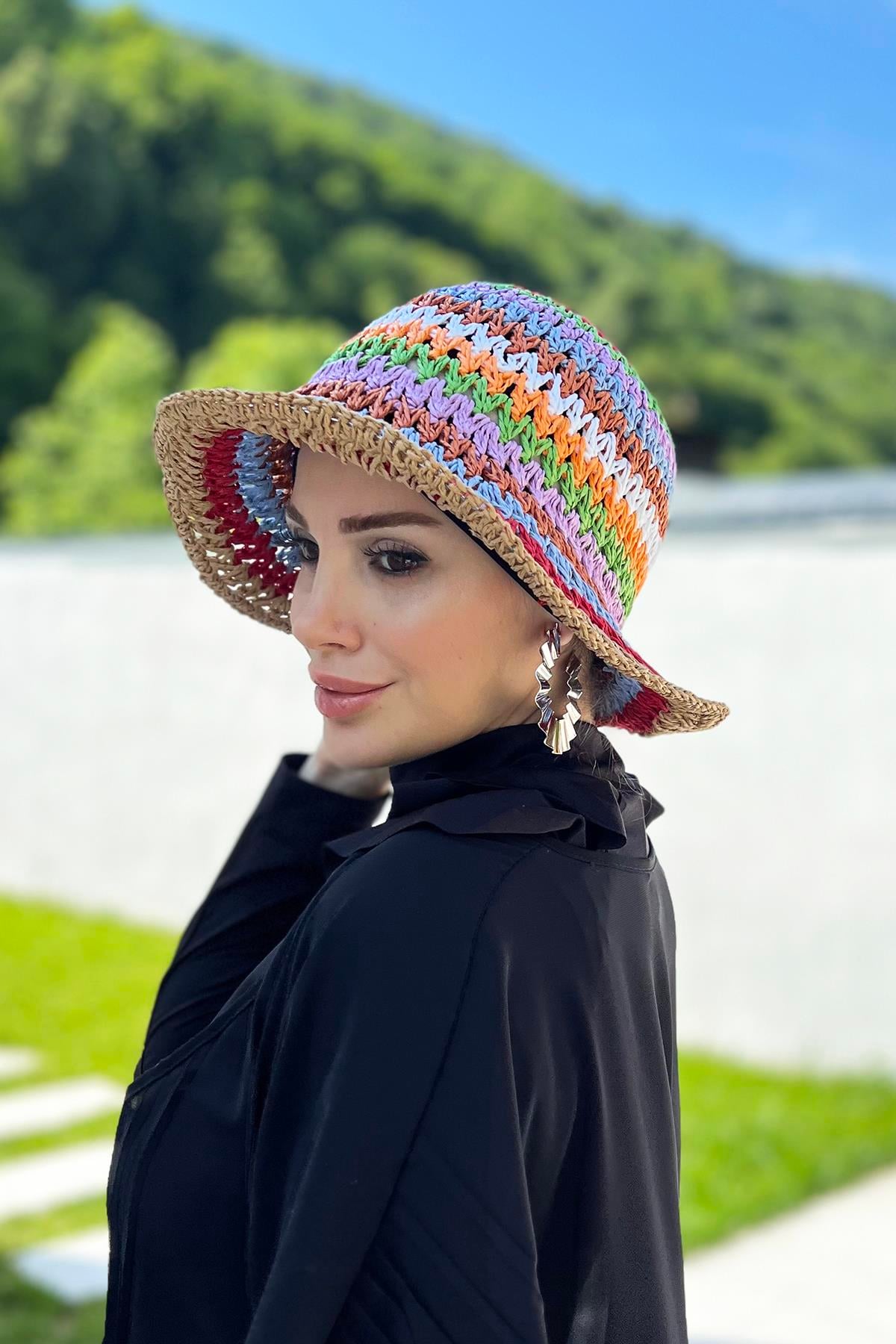 El Örgüsü Hasır Şapka RŞ-87 Camel