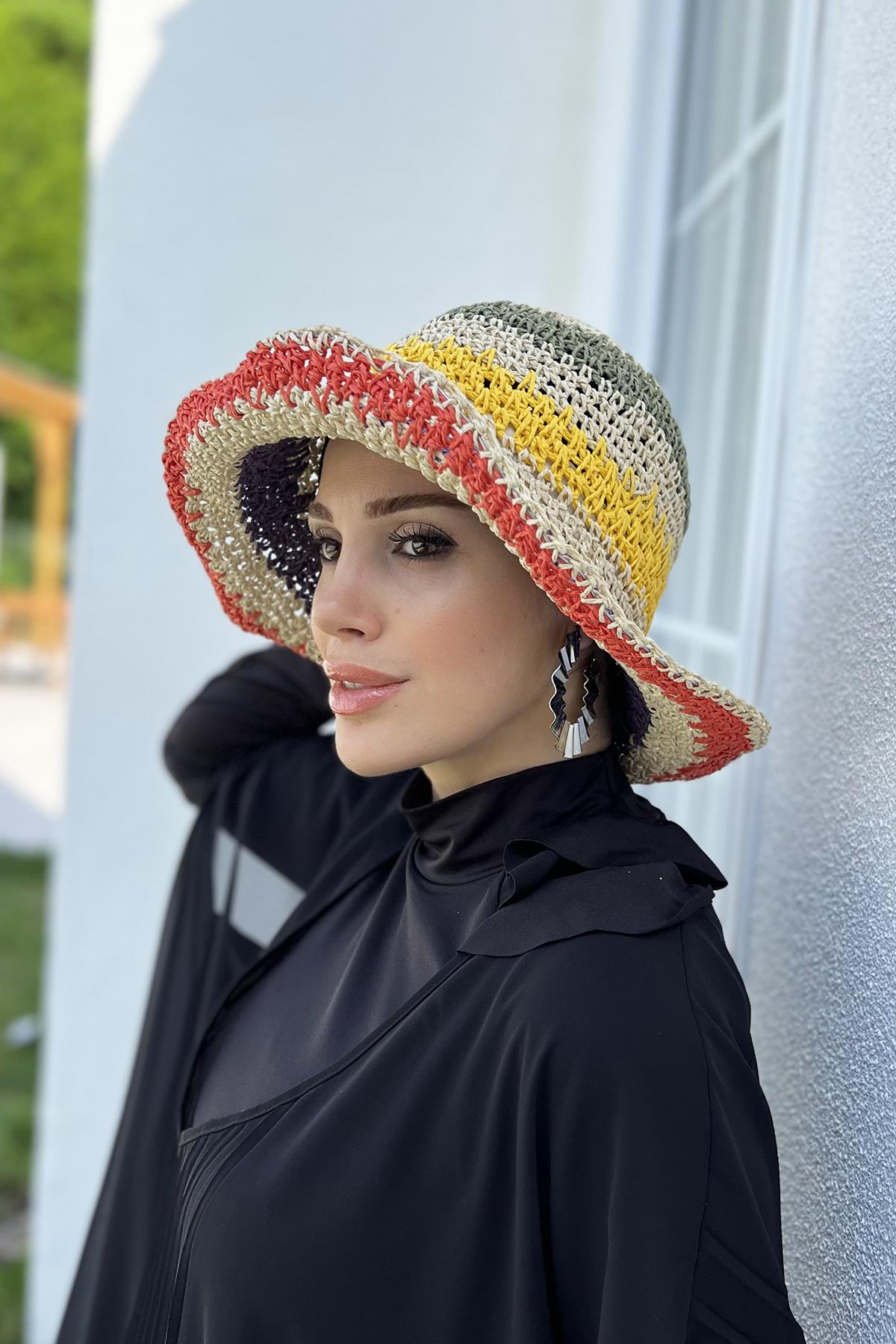 El Örgüsü Hasır Şapka RŞ-94 Bej